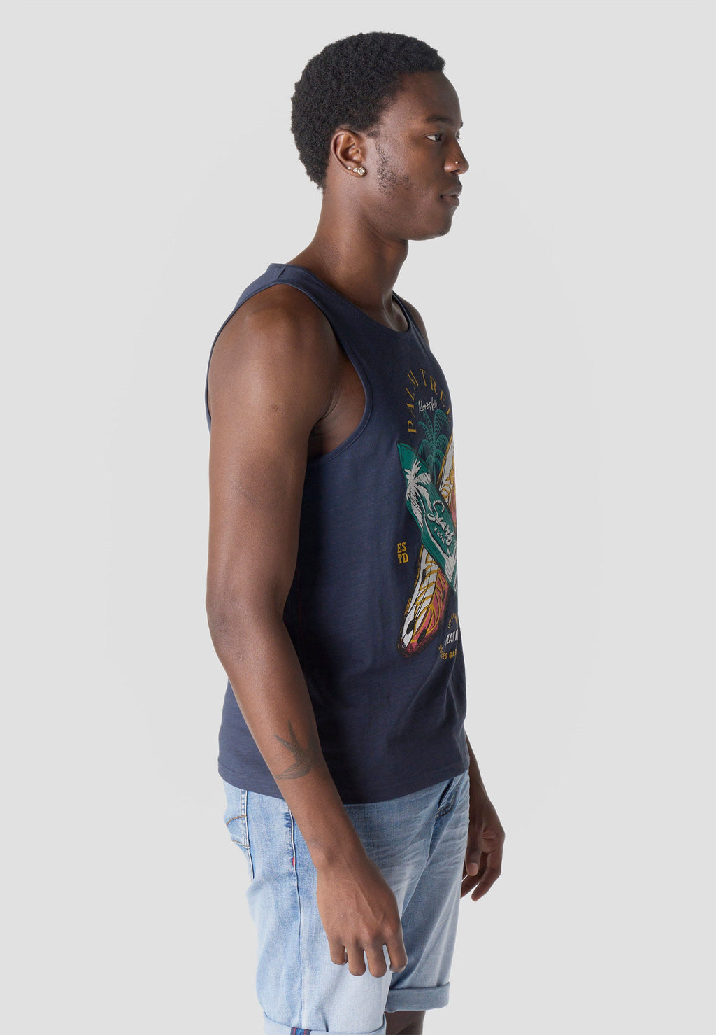 Camiseta Tirantes Hombre Estampado Surf – Koroshi Navy