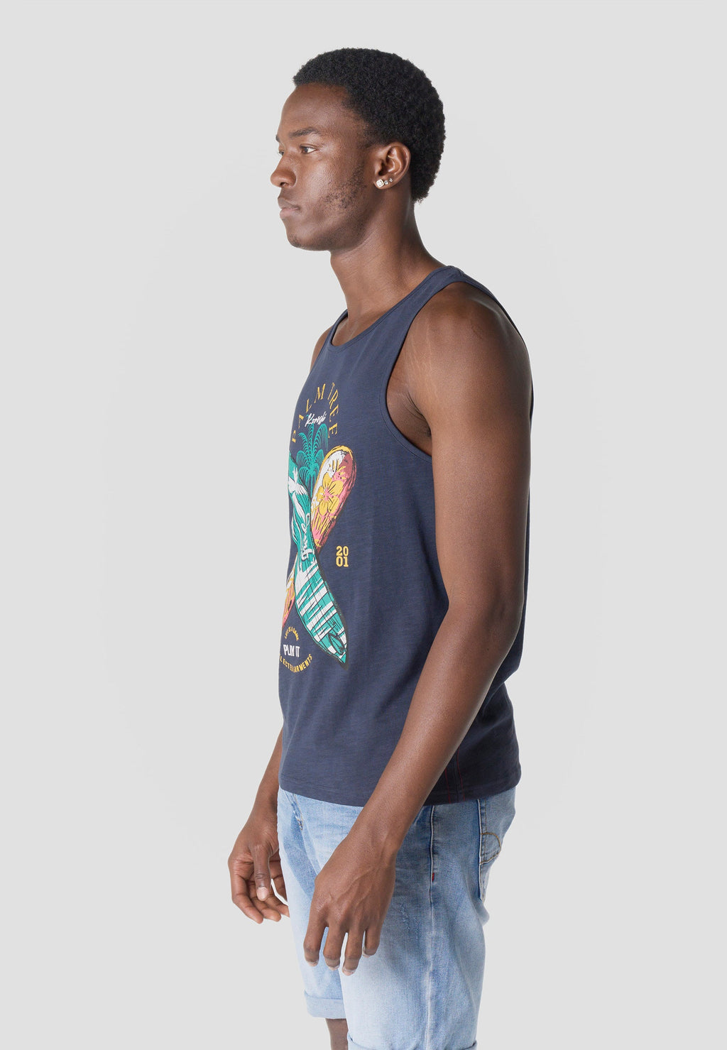 Camiseta Tirantes Hombre Estampado Surf – Koroshi Navy