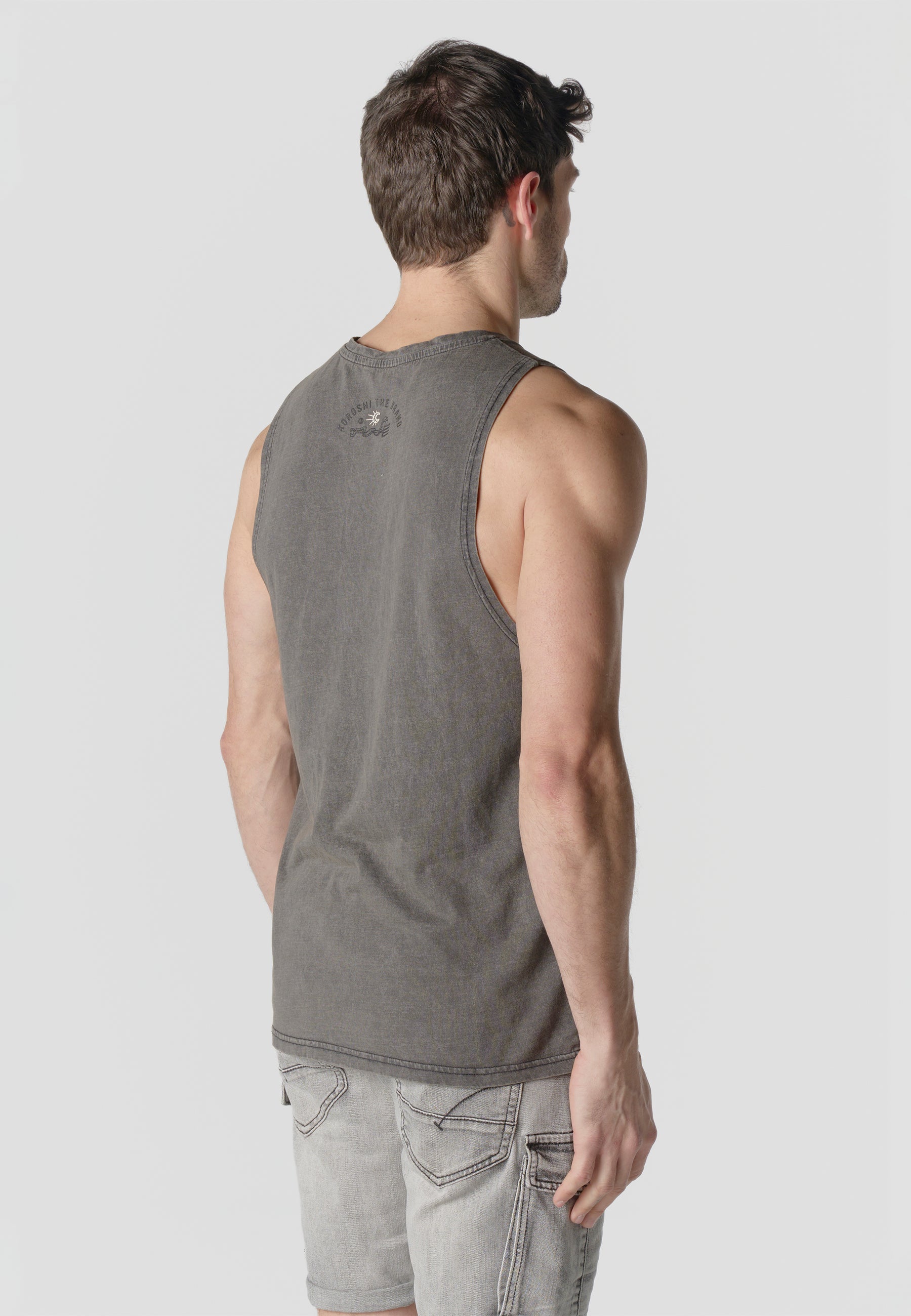 Camiseta Tirantes Hombre Estampado Calavera – Koroshi Gris
