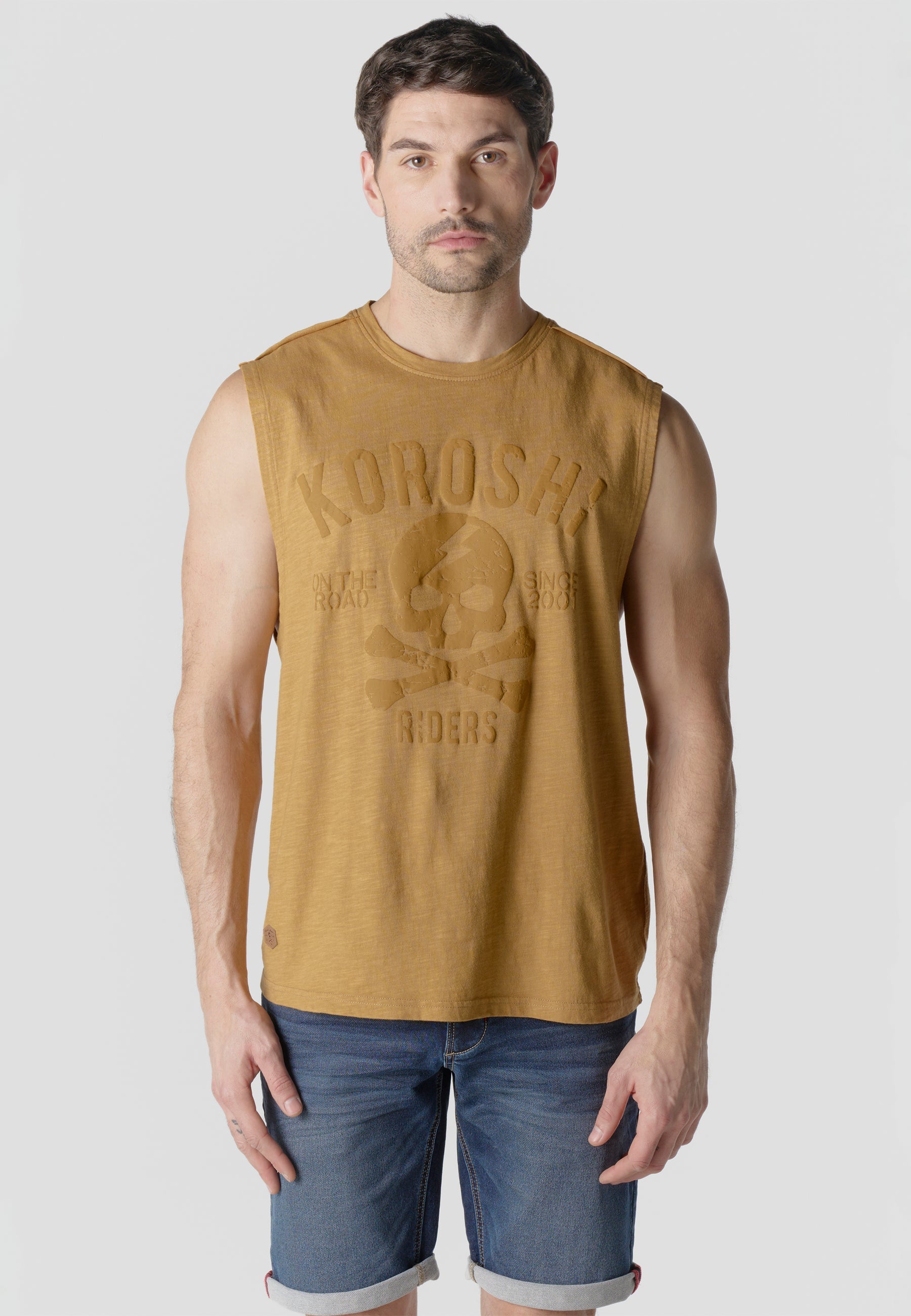Camiseta Boxing Hombre Calavera en Relieve – Koroshi Mostaza