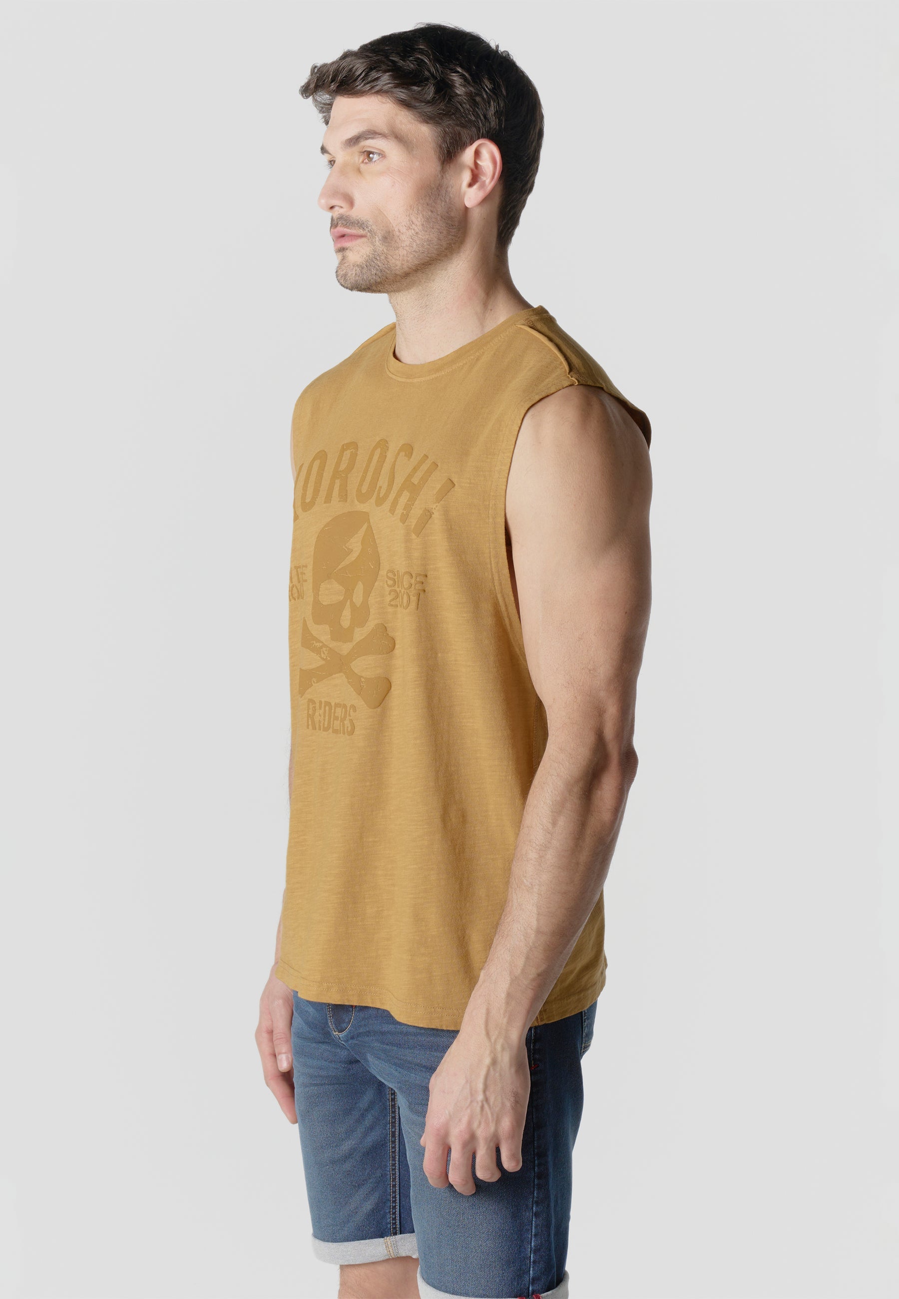 Camiseta Boxing Hombre Calavera en Relieve – Koroshi Mostaza