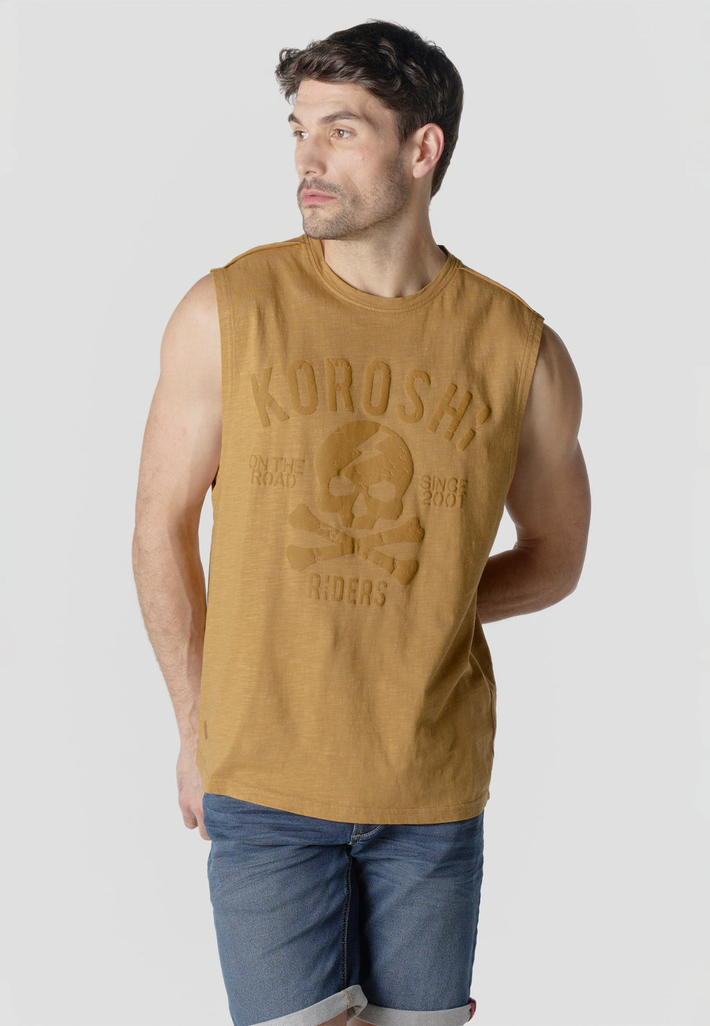 Camiseta Boxing Hombre Calavera en Relieve – Koroshi Mostaza
