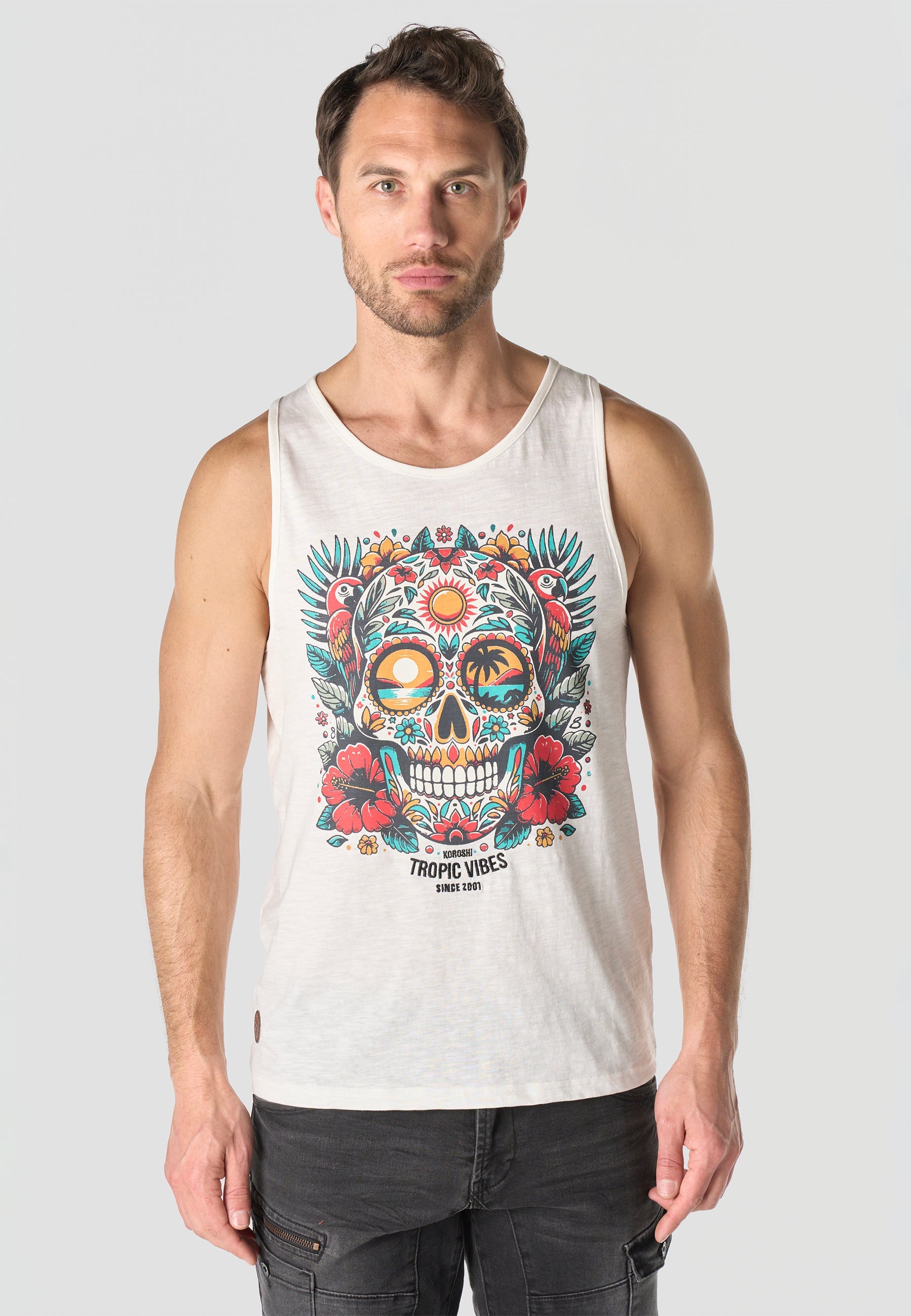 Camiseta Tirantes Hombre Estampado Calavera – Koroshi 2611MS19