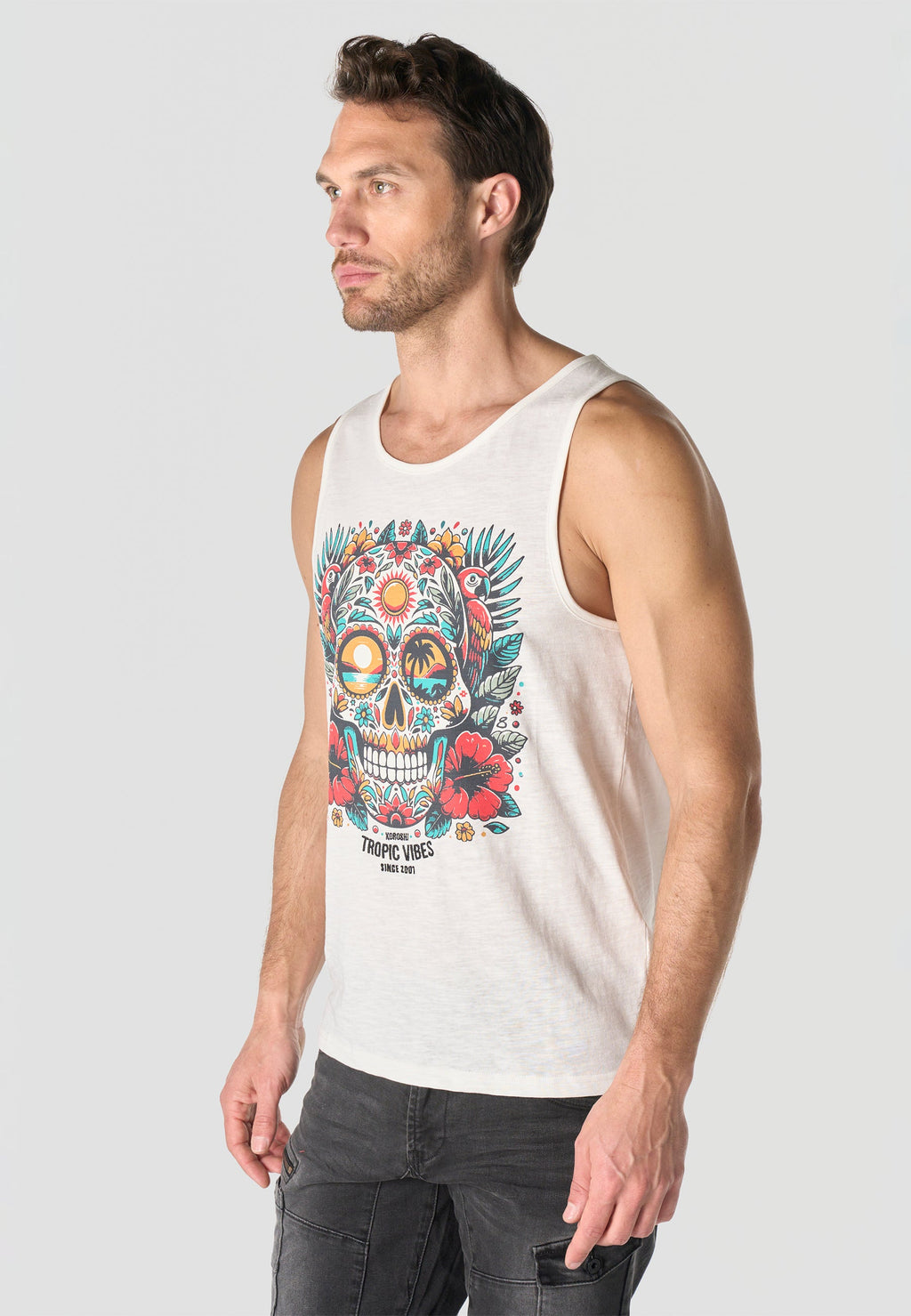 Camiseta Tirantes Hombre Estampado Calavera – Koroshi 2611MS19