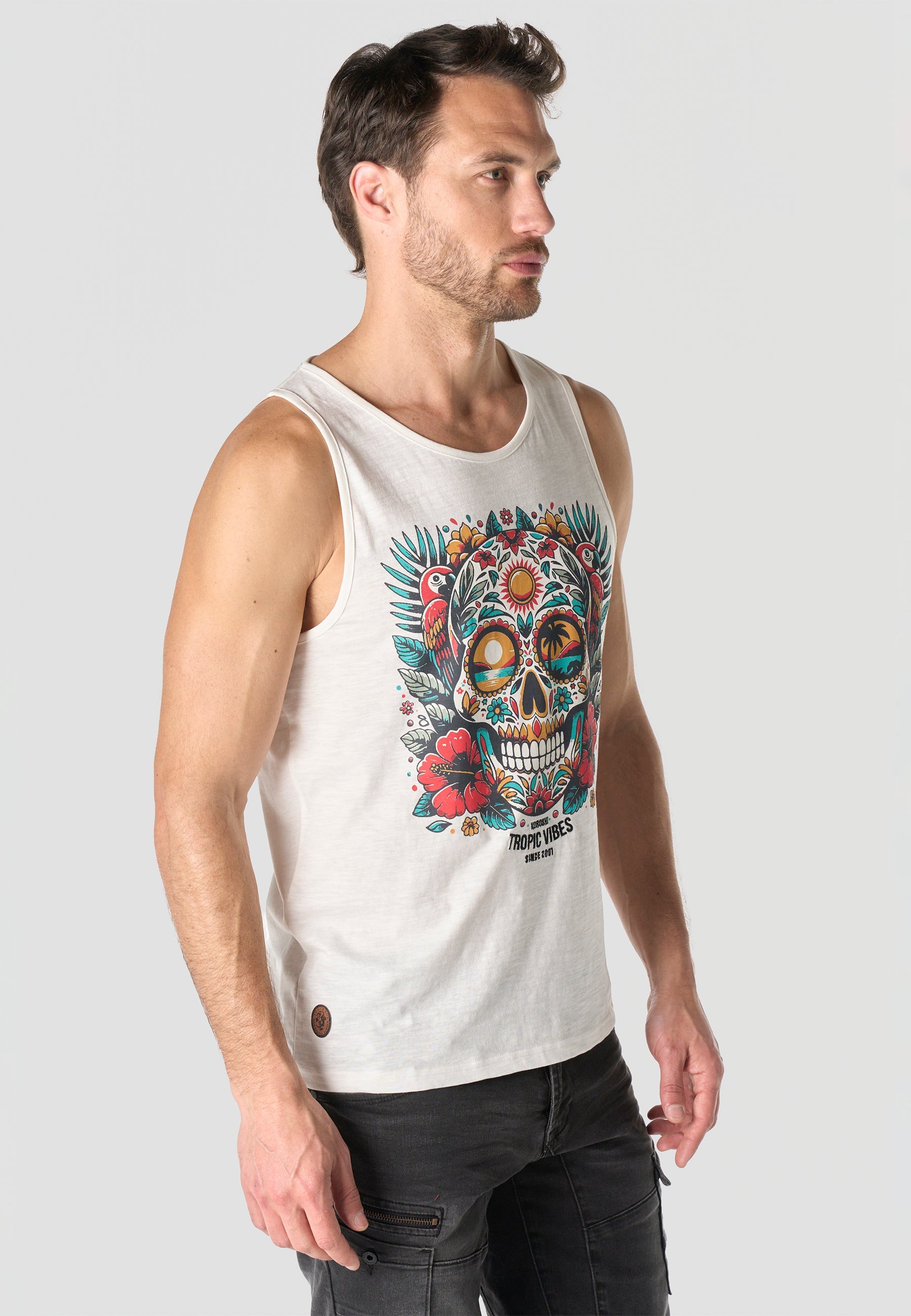 Camiseta Tirantes Hombre Estampado Calavera – Koroshi 2611MS19