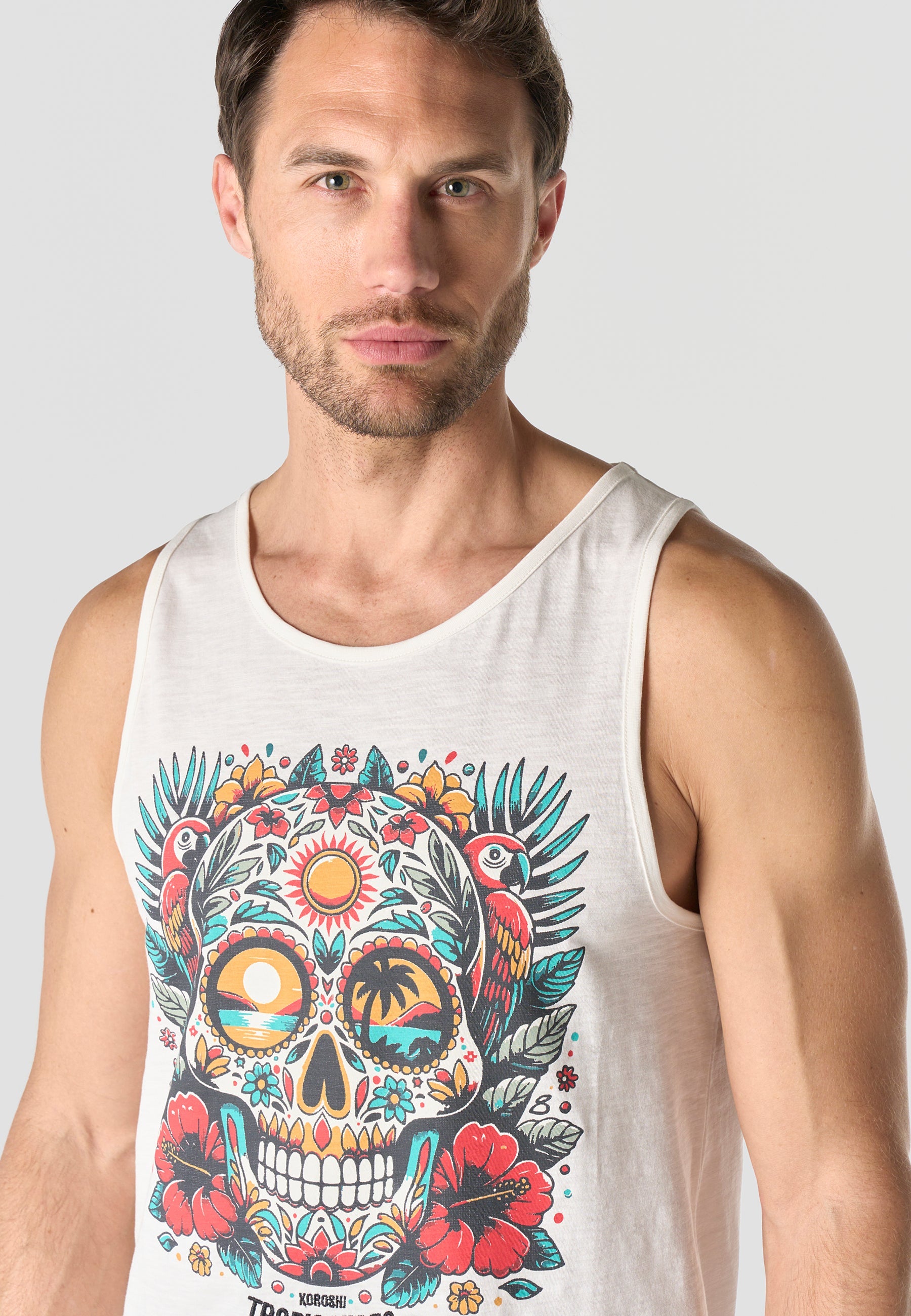 Camiseta Tirantes Hombre Estampado Calavera – Koroshi 2611MS19