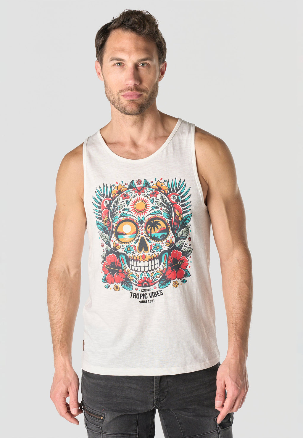 Camiseta Tirantes Hombre Estampado Calavera – Koroshi 2611MS19