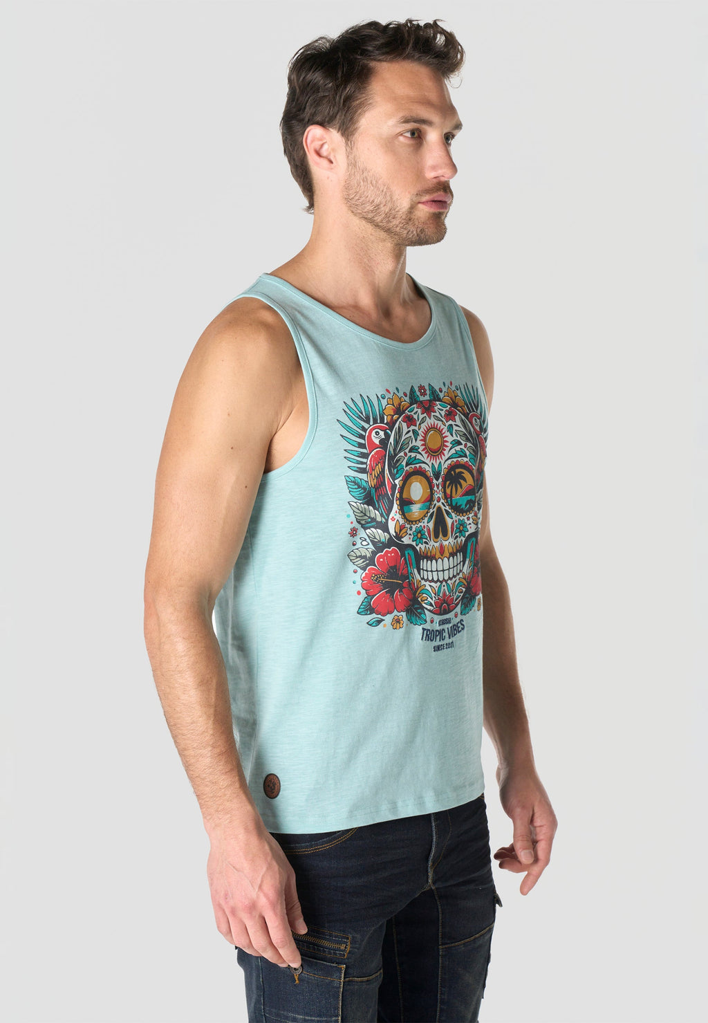 Camiseta Tirantes Hombre Estampado Calavera – Koroshi 2611MS19