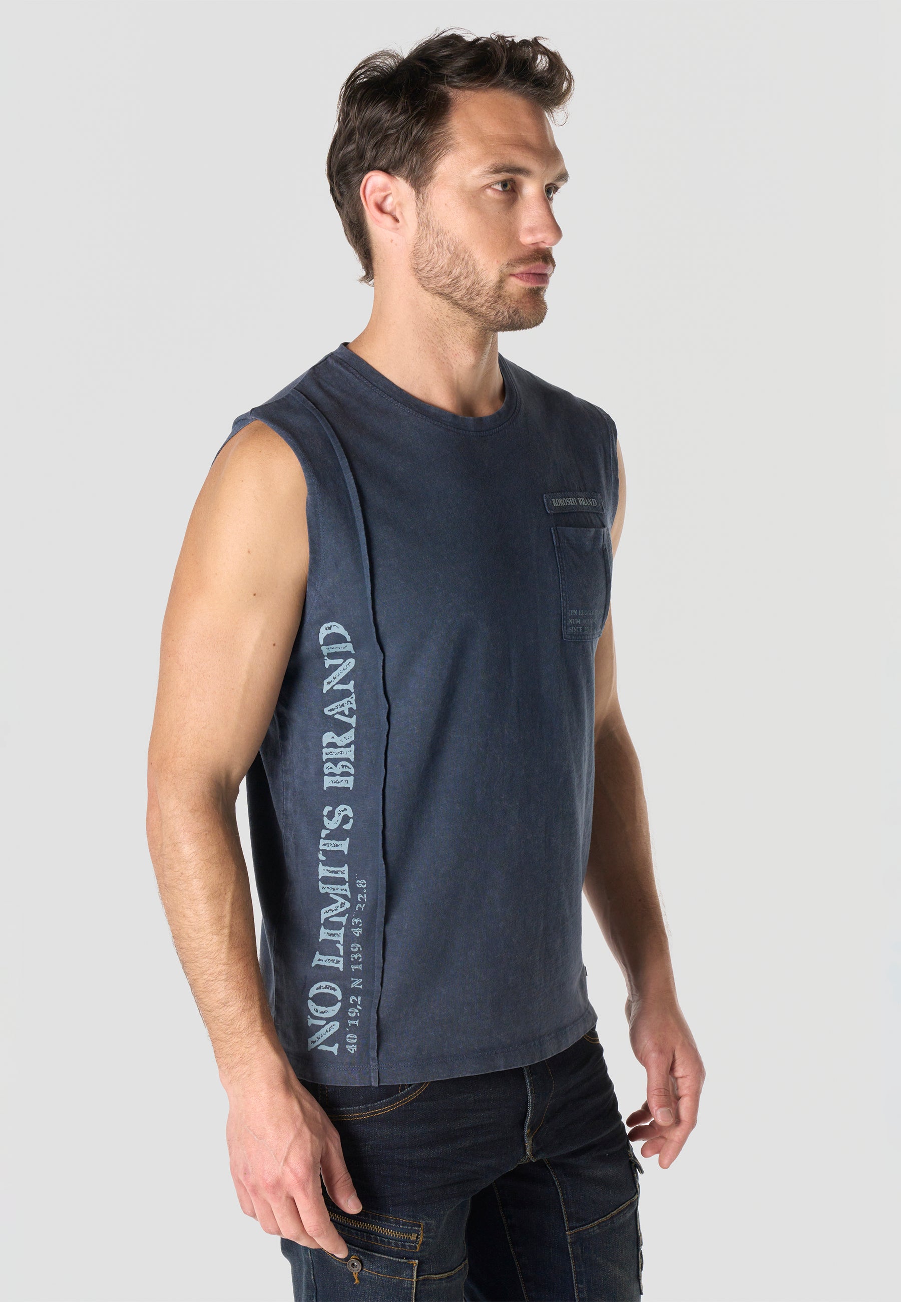 Camiseta Boxing Hombre con Bolsillo – Koroshi Índigo