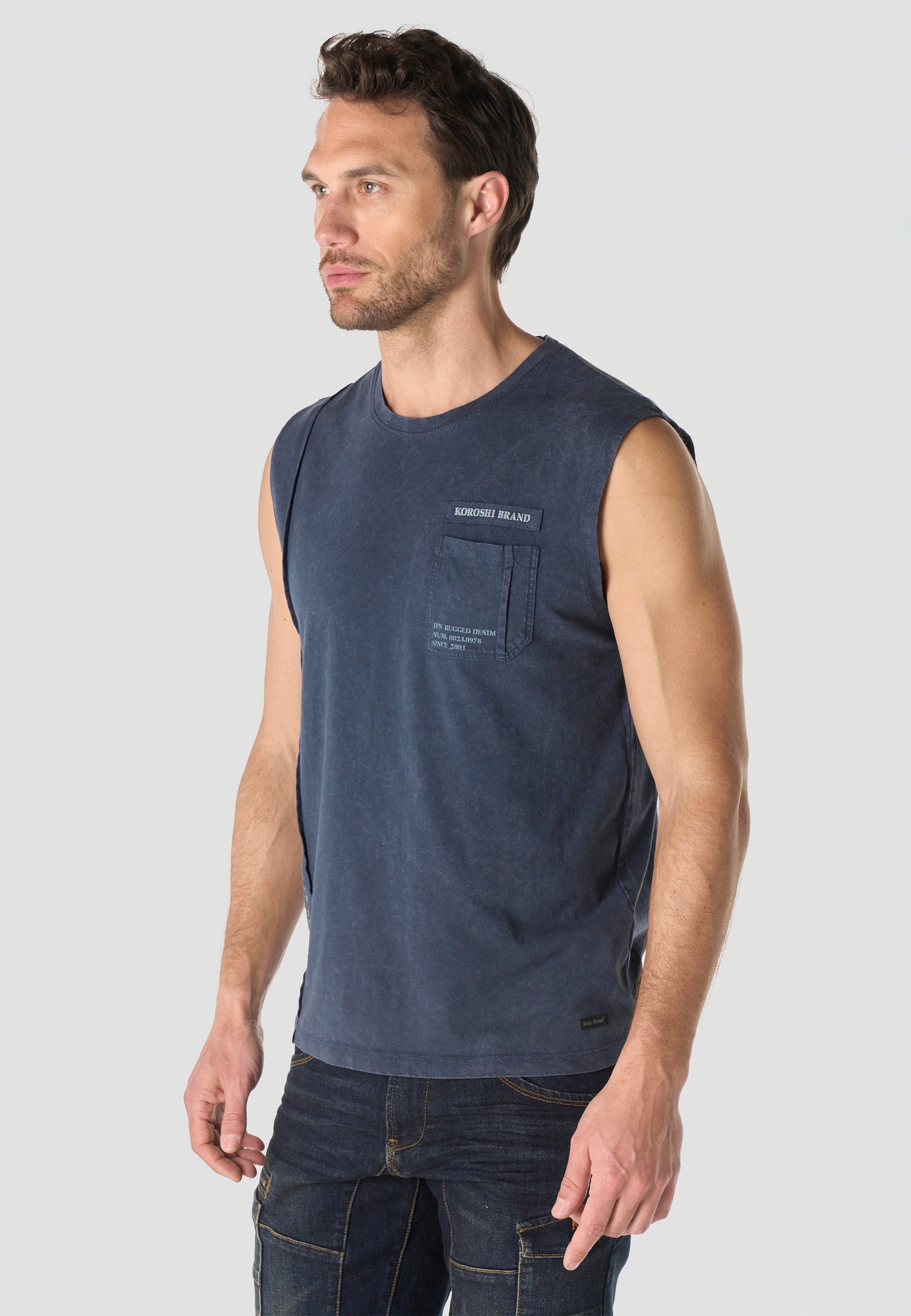 Camiseta Boxing Hombre con Bolsillo – Koroshi Índigo
