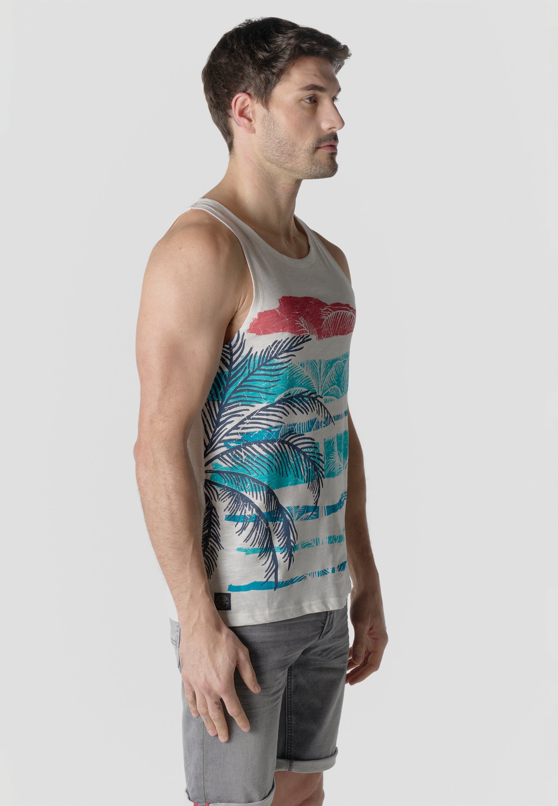 Camiseta Tirantes Hombre Estampado Tropical – Koroshi 2611MS35