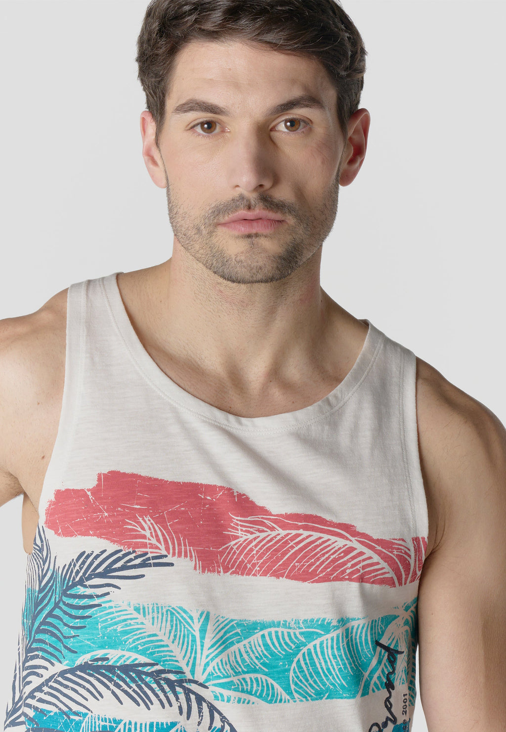 Camiseta Tirantes Hombre Estampado Tropical – Koroshi 2611MS35