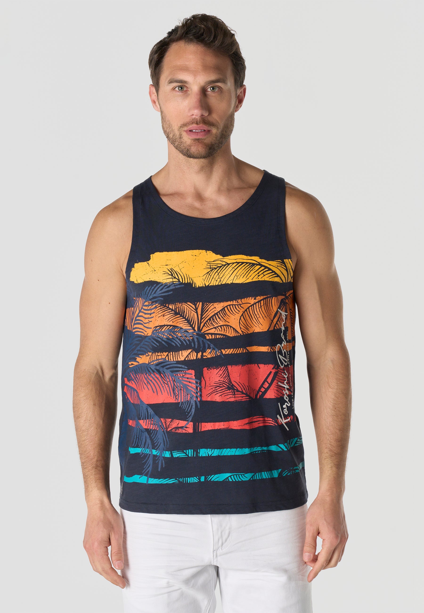 Camiseta Tirantes Hombre Estampado Tropical – Koroshi 2611MS35