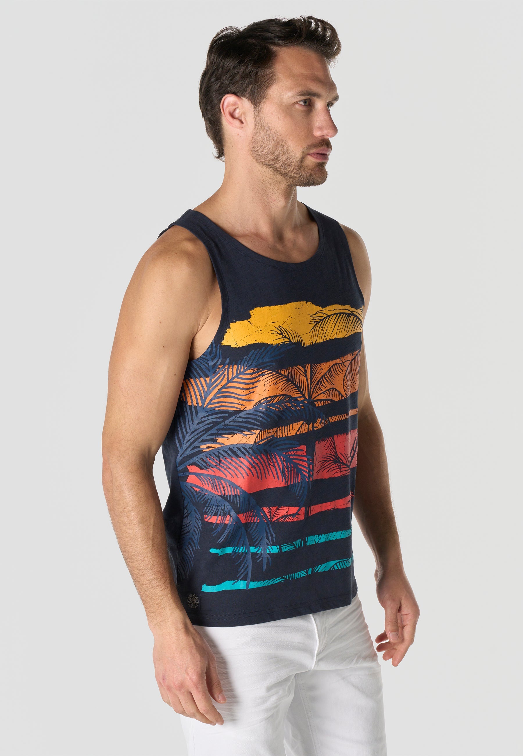 Camiseta Tirantes Hombre Estampado Tropical – Koroshi 2611MS35