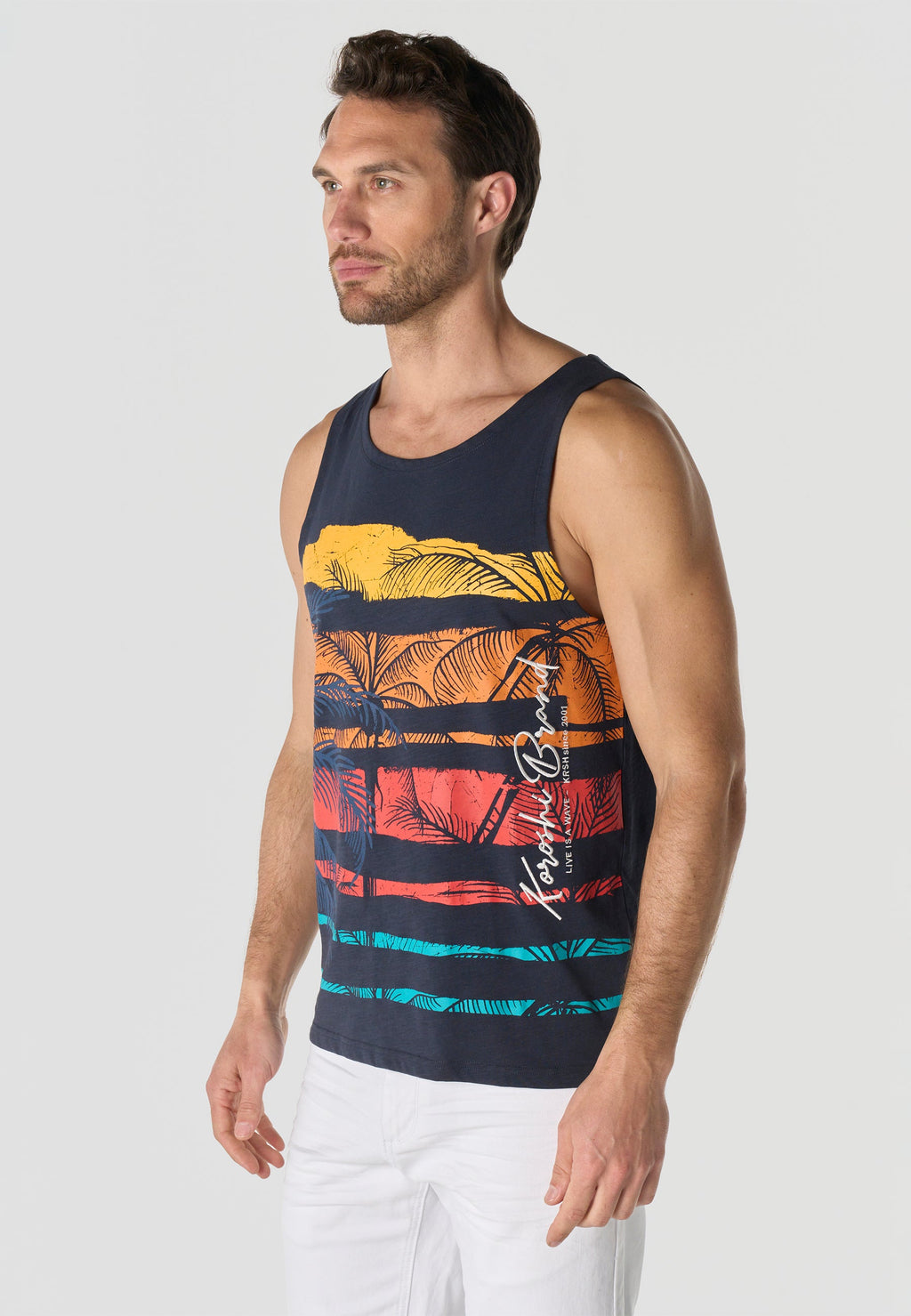 Camiseta Tirantes Hombre Estampado Tropical – Koroshi 2611MS35