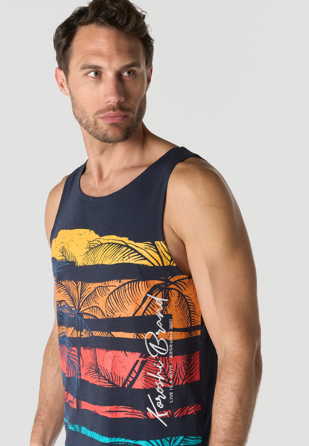 Camiseta Tirantes Hombre Estampado Tropical – Koroshi 2611MS35