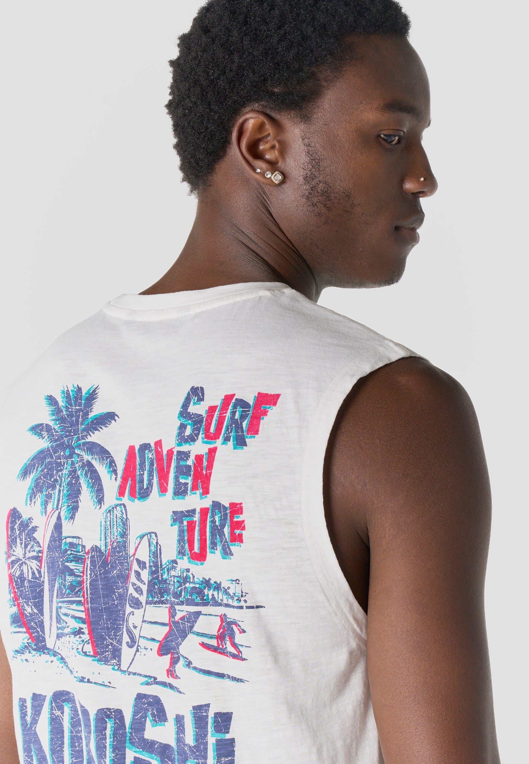 Camiseta Boxing Hombre Estampado Surf – Koroshi Blanca