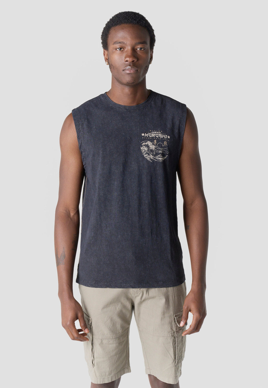 Camiseta Boxing Hombre Estampado Ola Japonesa – Koroshi Negra