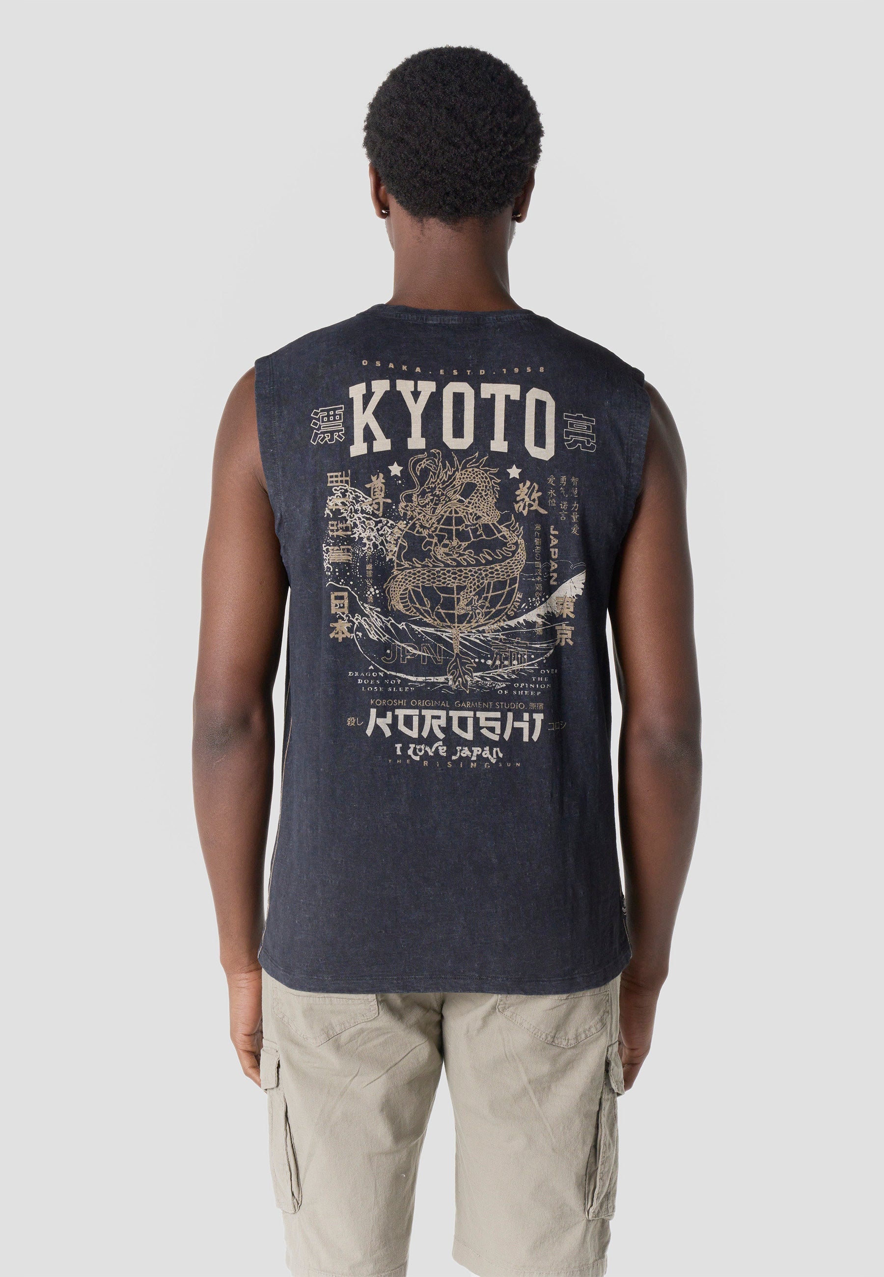 Camiseta Boxing Hombre Estampado Ola Japonesa – Koroshi Negra