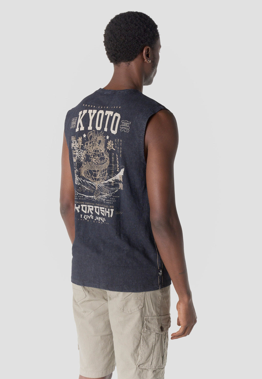 Camiseta Boxing Hombre Estampado Ola Japonesa – Koroshi Negra