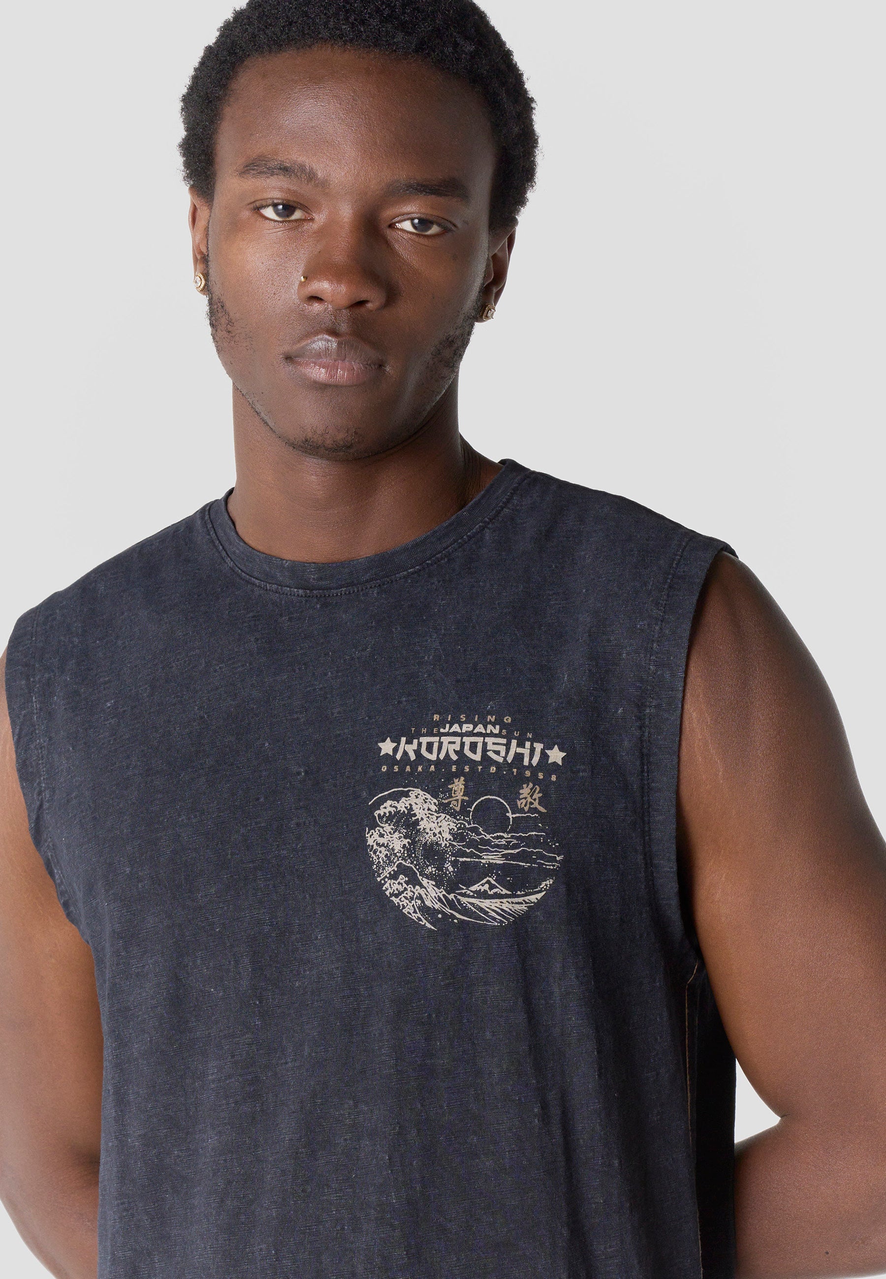 Camiseta Boxing Hombre Estampado Ola Japonesa – Koroshi Negra