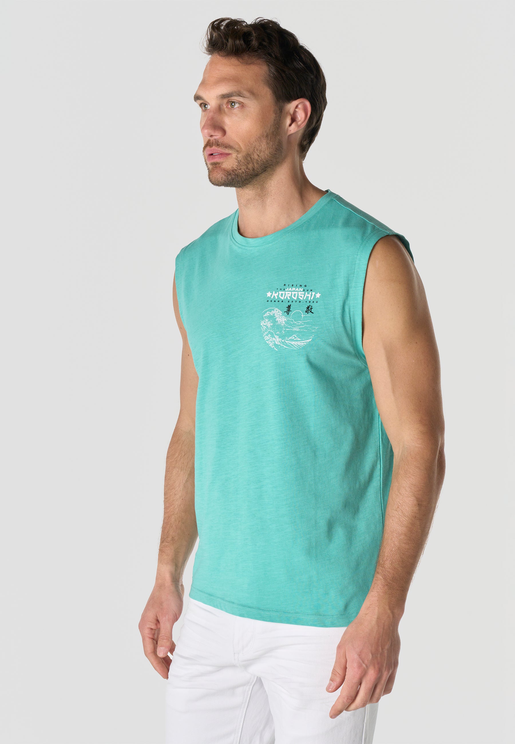 Camiseta Boxing Hombre Estampado Ola Japonesa – Koroshi Menta