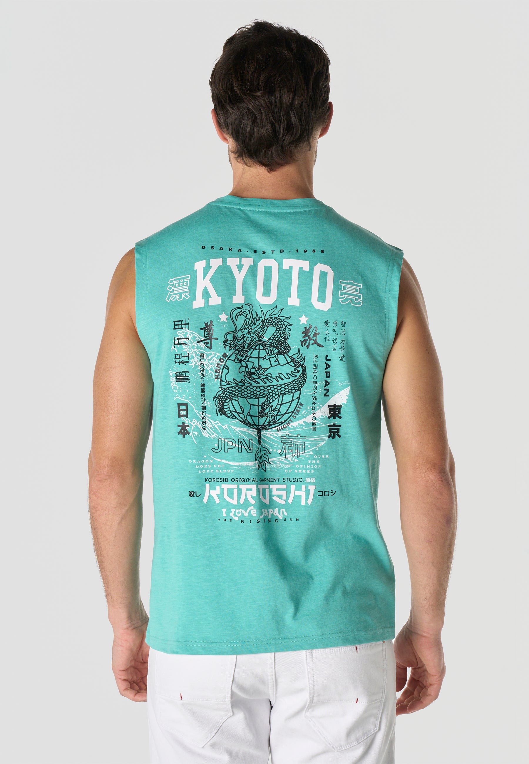 Camiseta Boxing Hombre Estampado Ola Japonesa – Koroshi Menta