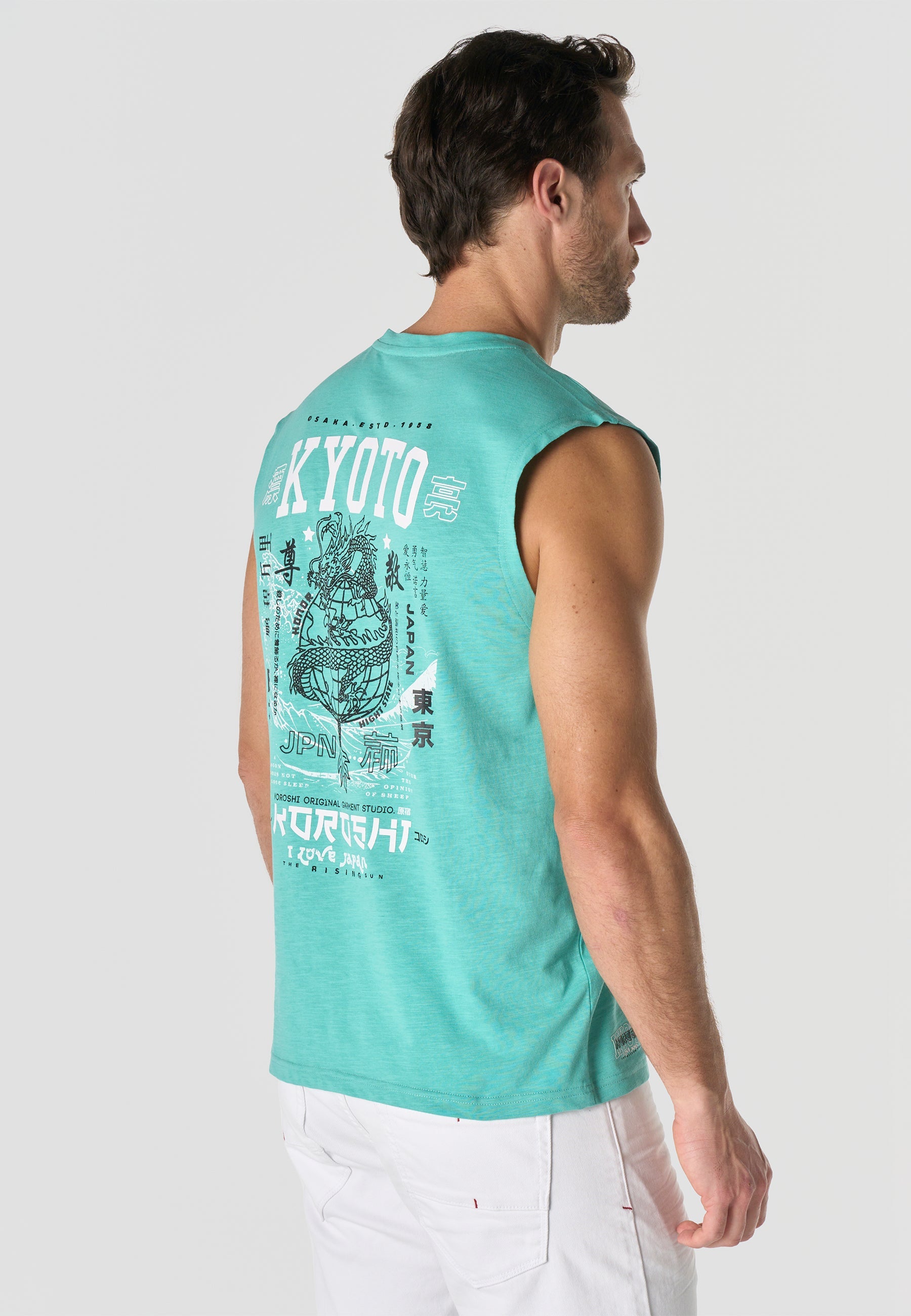 Camiseta Boxing Hombre Estampado Ola Japonesa – Koroshi Menta