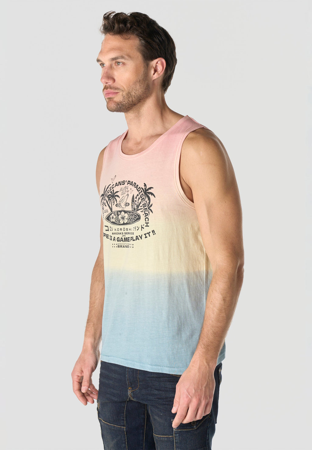 Camiseta Tirantes Hombre Estampado Surf – Koroshi Multicolor