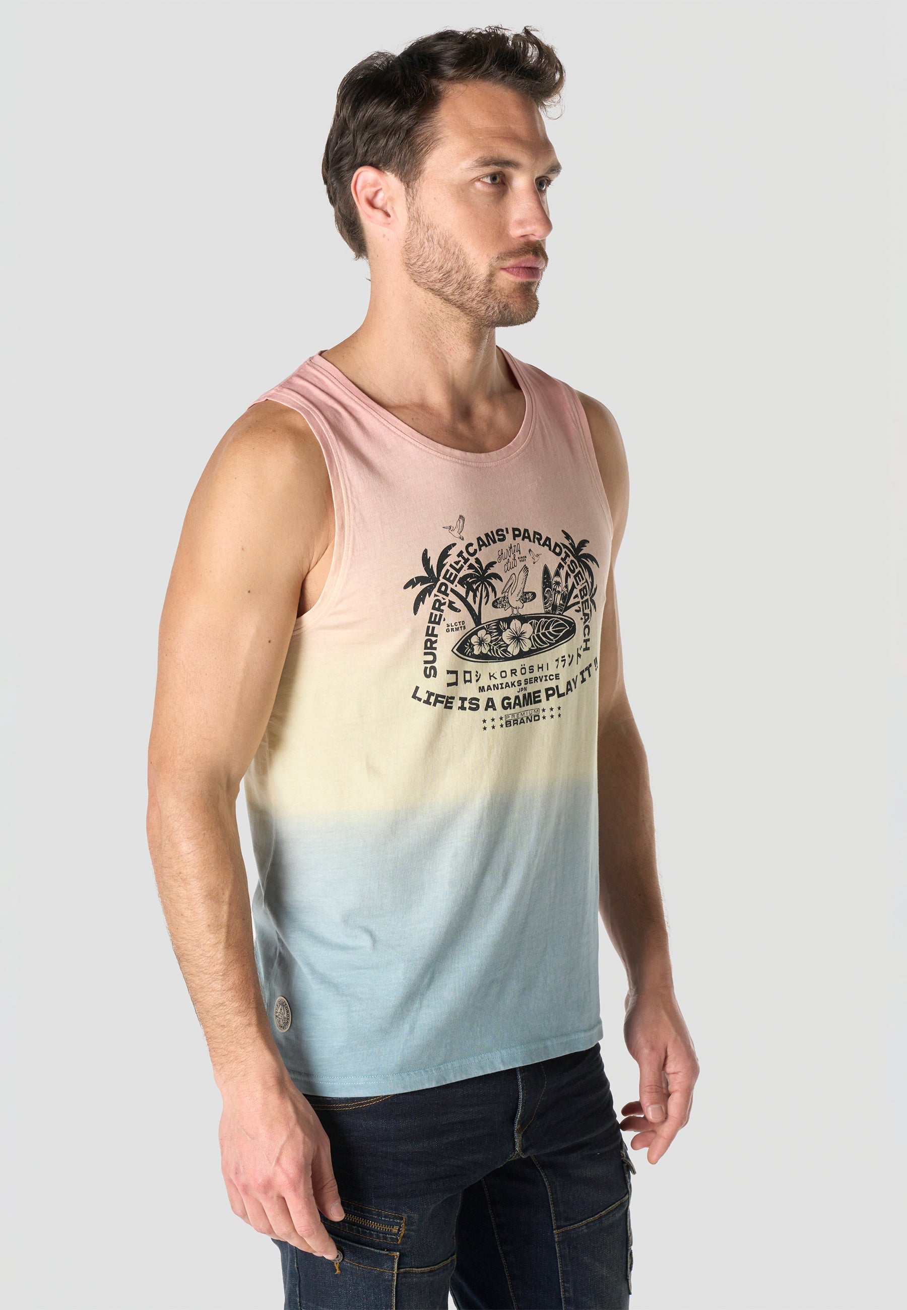 Camiseta Tirantes Hombre Estampado Surf – Koroshi Multicolor