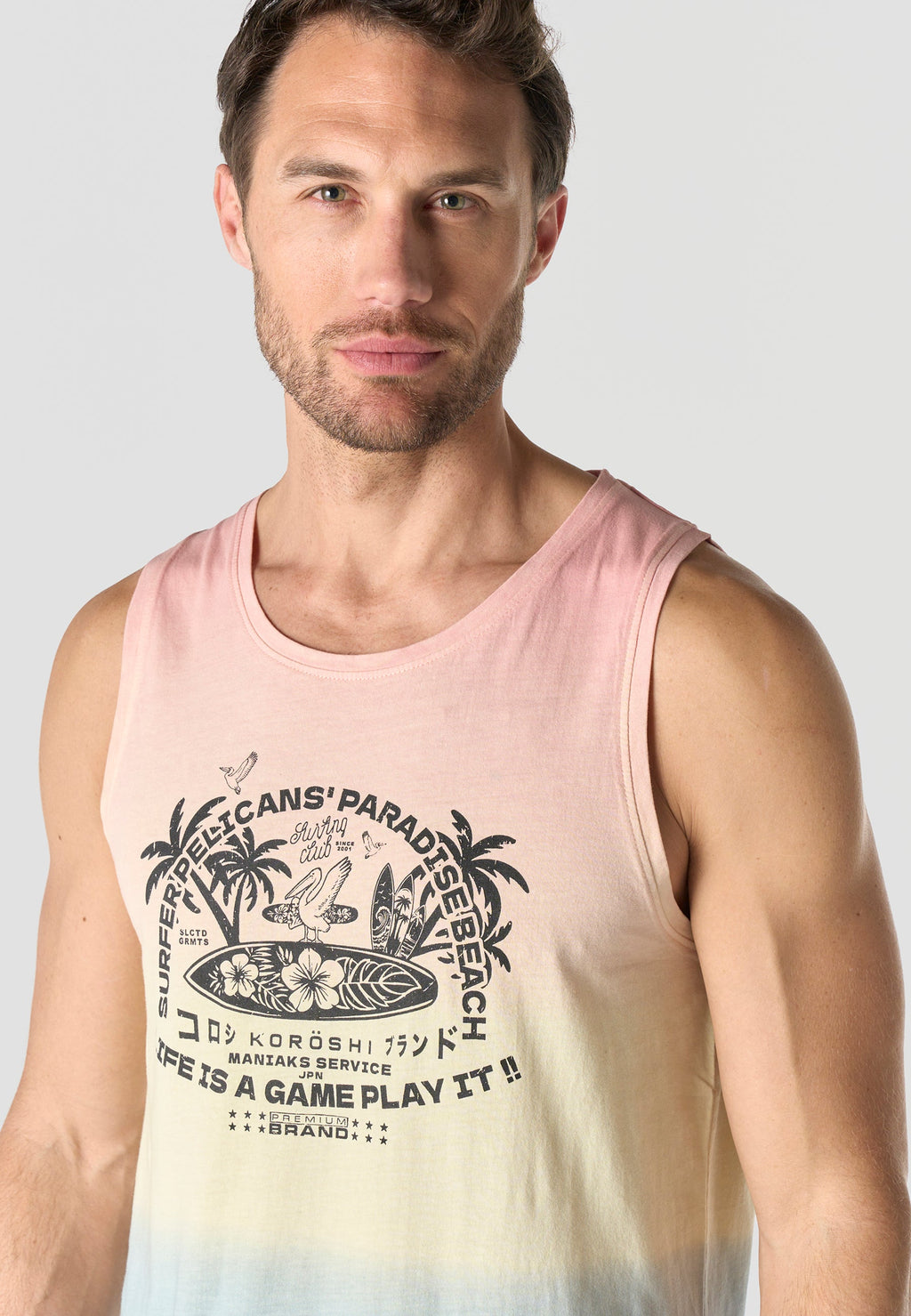 Camiseta Tirantes Hombre Estampado Surf – Koroshi Multicolor