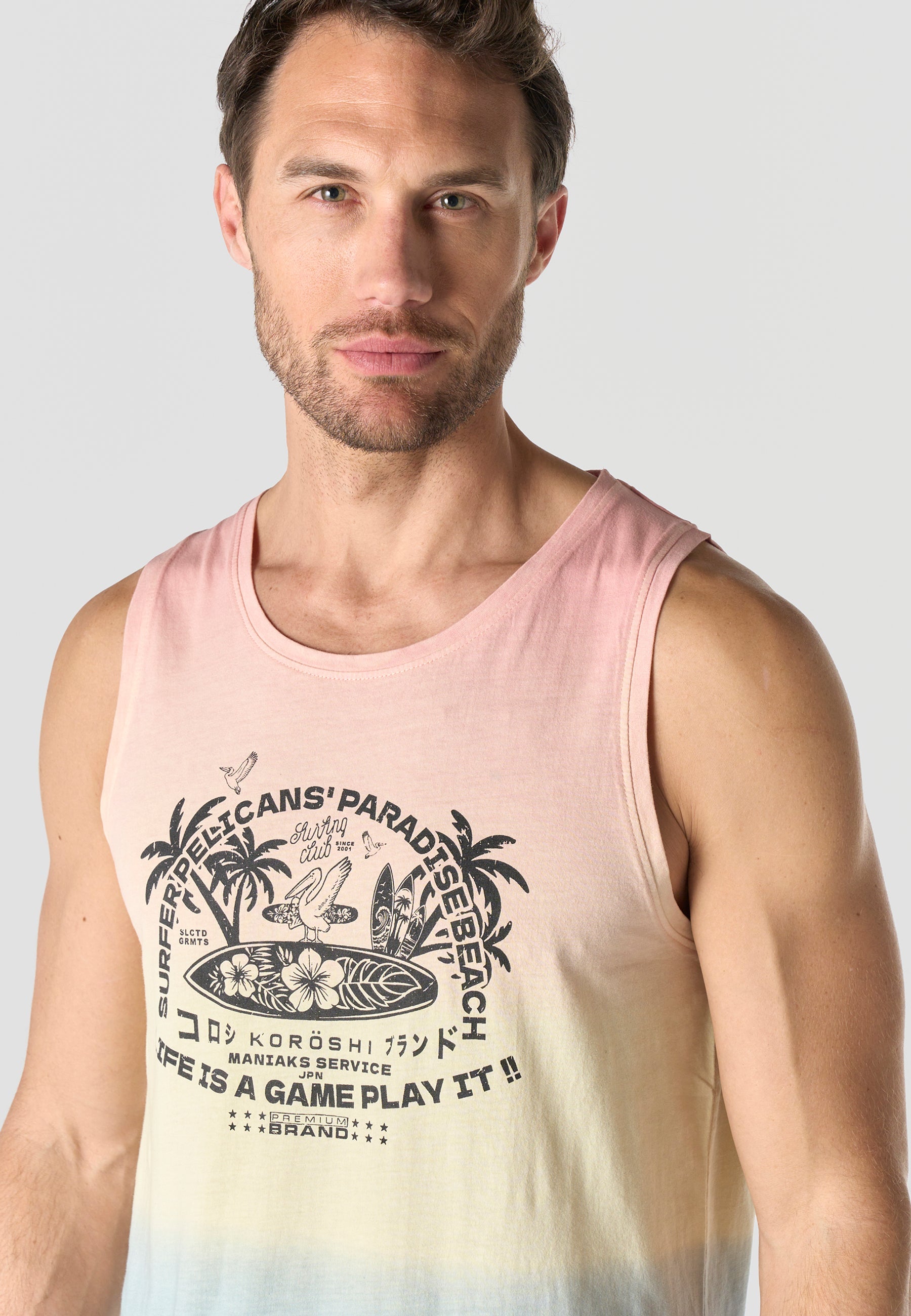 Camiseta Tirantes Hombre Estampado Surf – Koroshi Multicolor