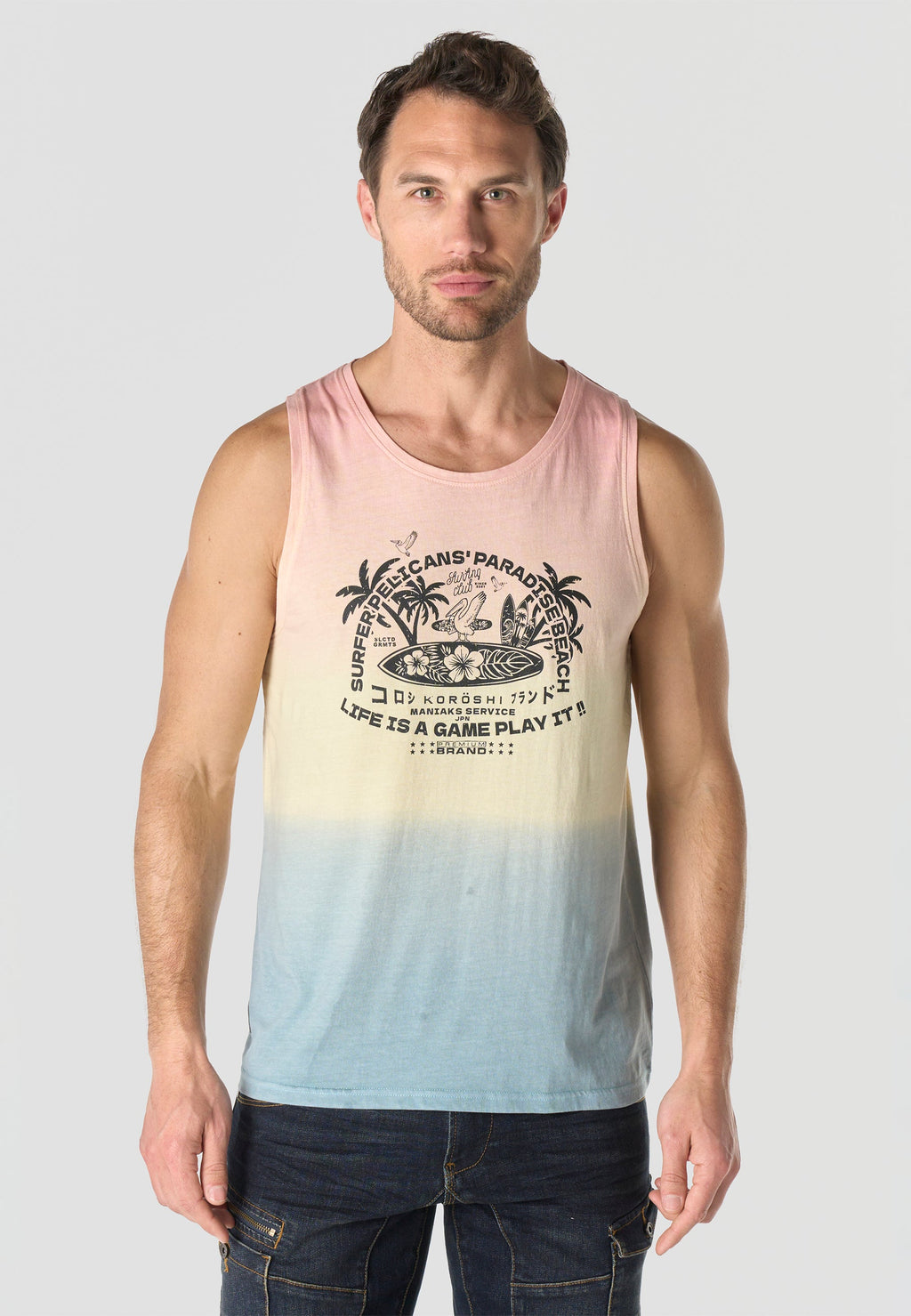 Camiseta Tirantes Hombre Estampado Surf – Koroshi Multicolor