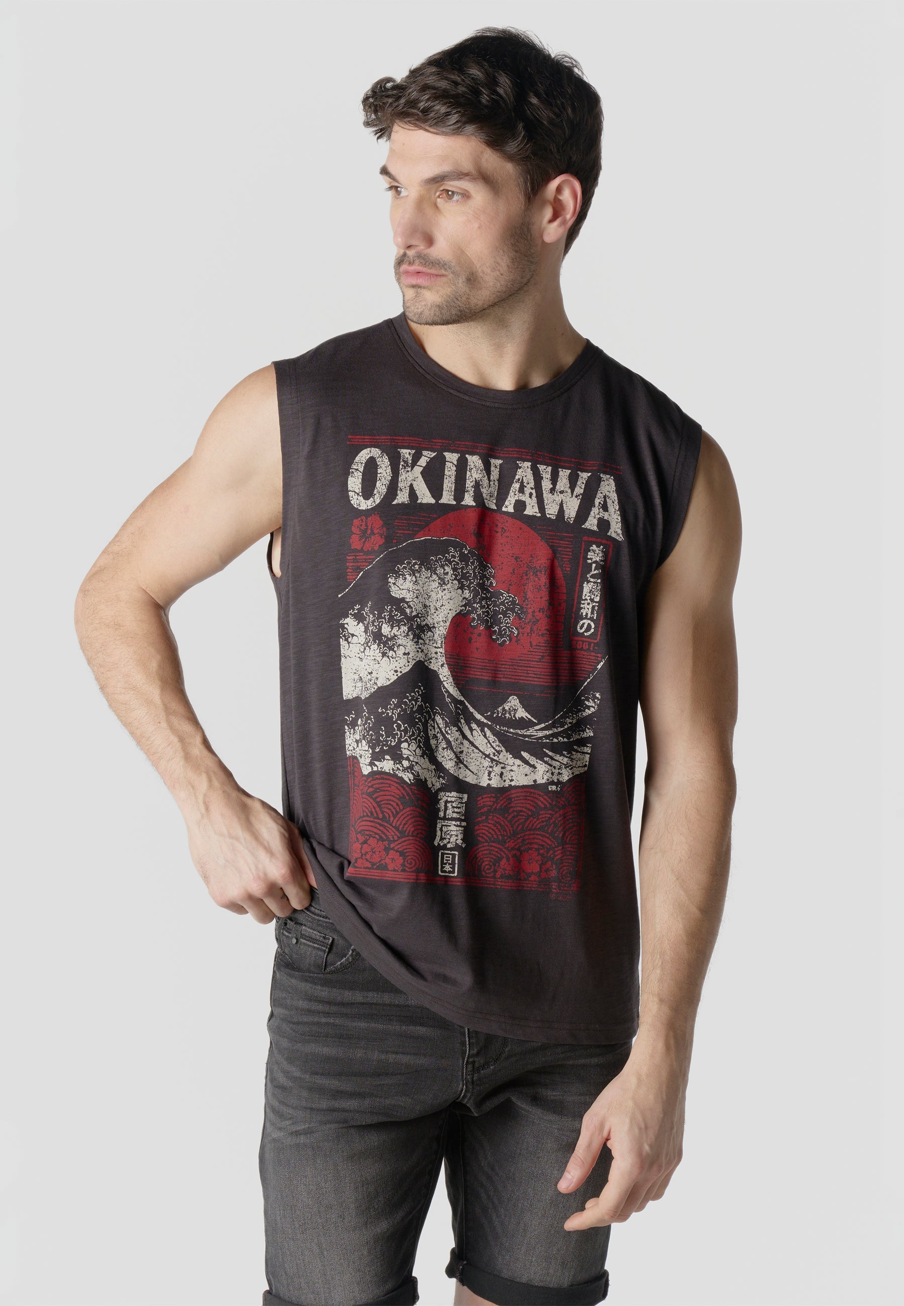 Camiseta Boxing Hombre Estampado Ola Japonesa – Koroshi Negra