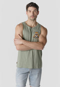 Camiseta Sin Mangas Estampado Tigre Osaka Kaki Hombre | KOROSHI