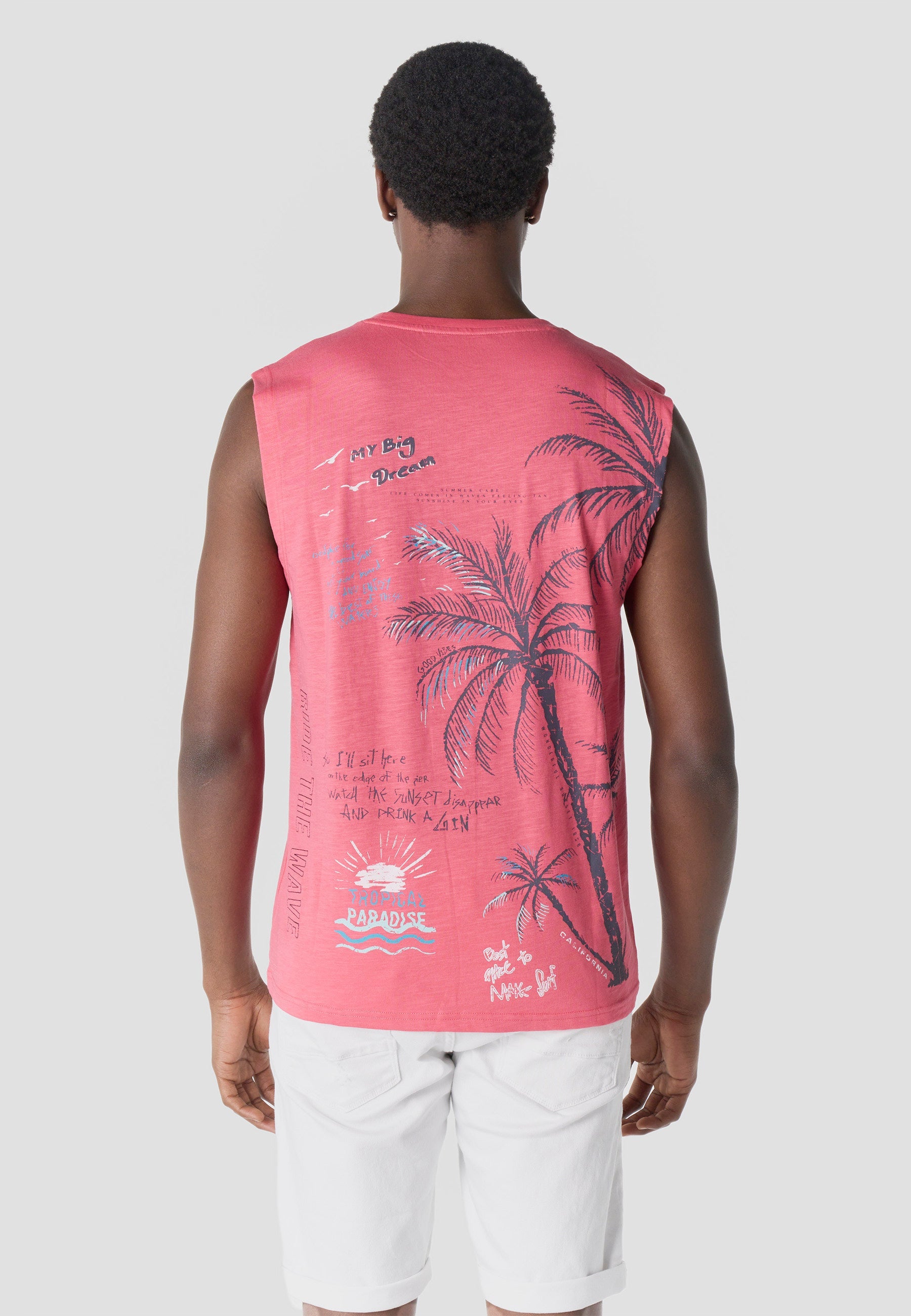 Camiseta Sin Mangas Estampado Californiano Hombre | KOROSHI
