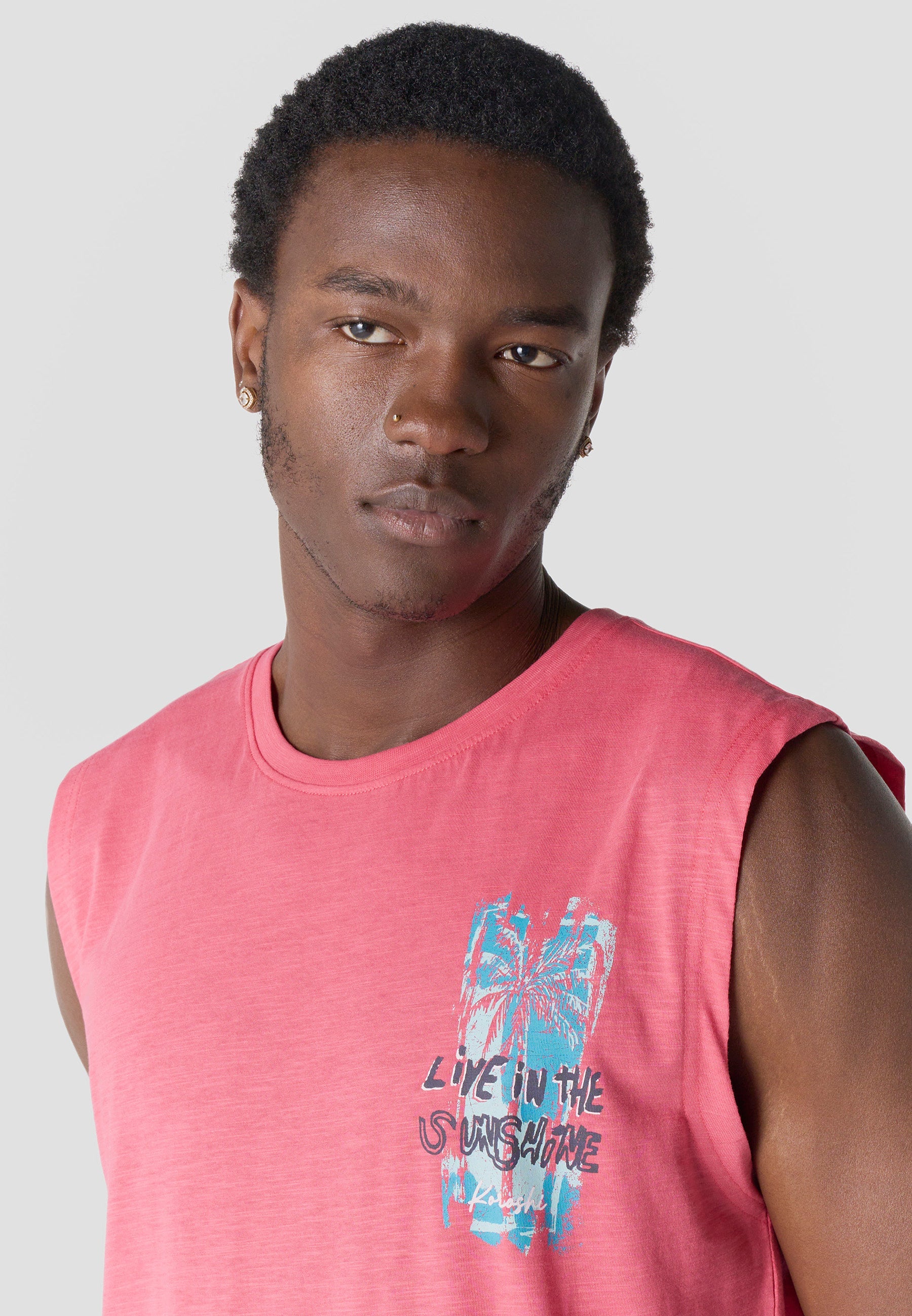 Camiseta Sin Mangas Estampado Californiano Hombre | KOROSHI