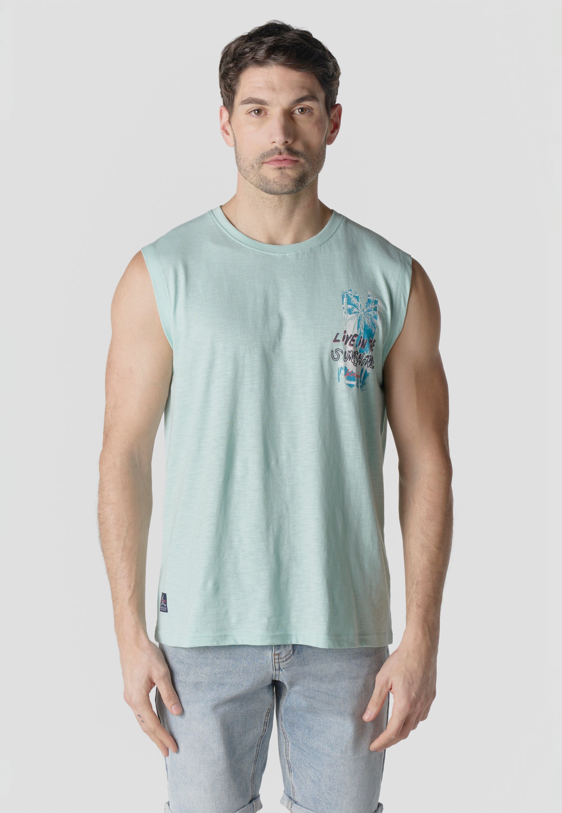 Camiseta Sin Mangas Estampado Californiano Hombre | KOROSHI