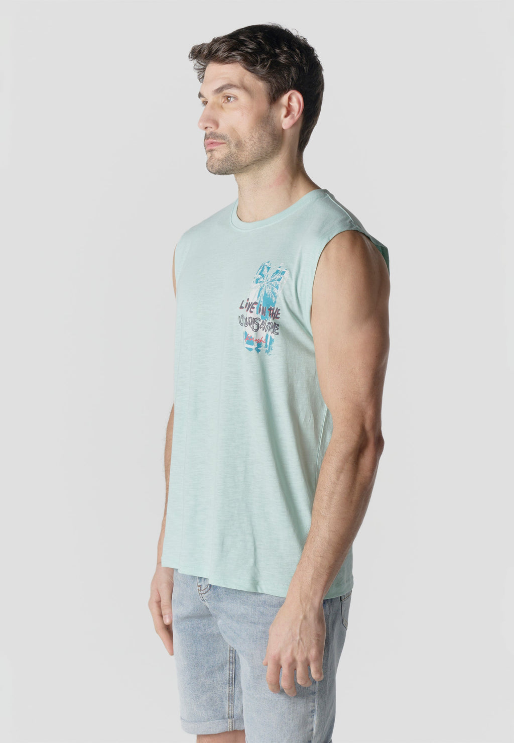 Camiseta Sin Mangas Estampado Californiano Hombre | KOROSHI