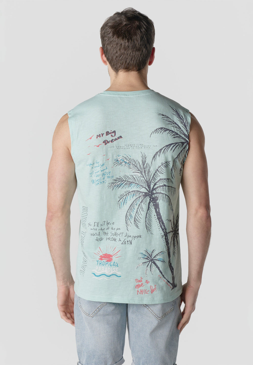 Camiseta Sin Mangas Estampado Californiano Hombre | KOROSHI