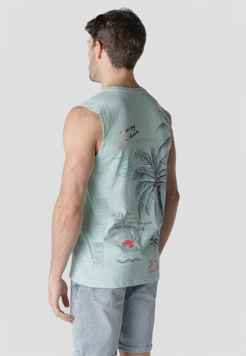 Camiseta Sin Mangas Estampado Californiano Hombre | KOROSHI