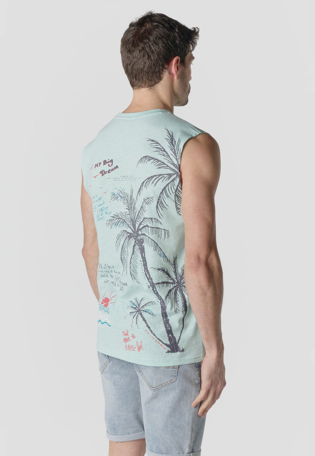 Camiseta Sin Mangas Estampado Californiano Hombre | KOROSHI