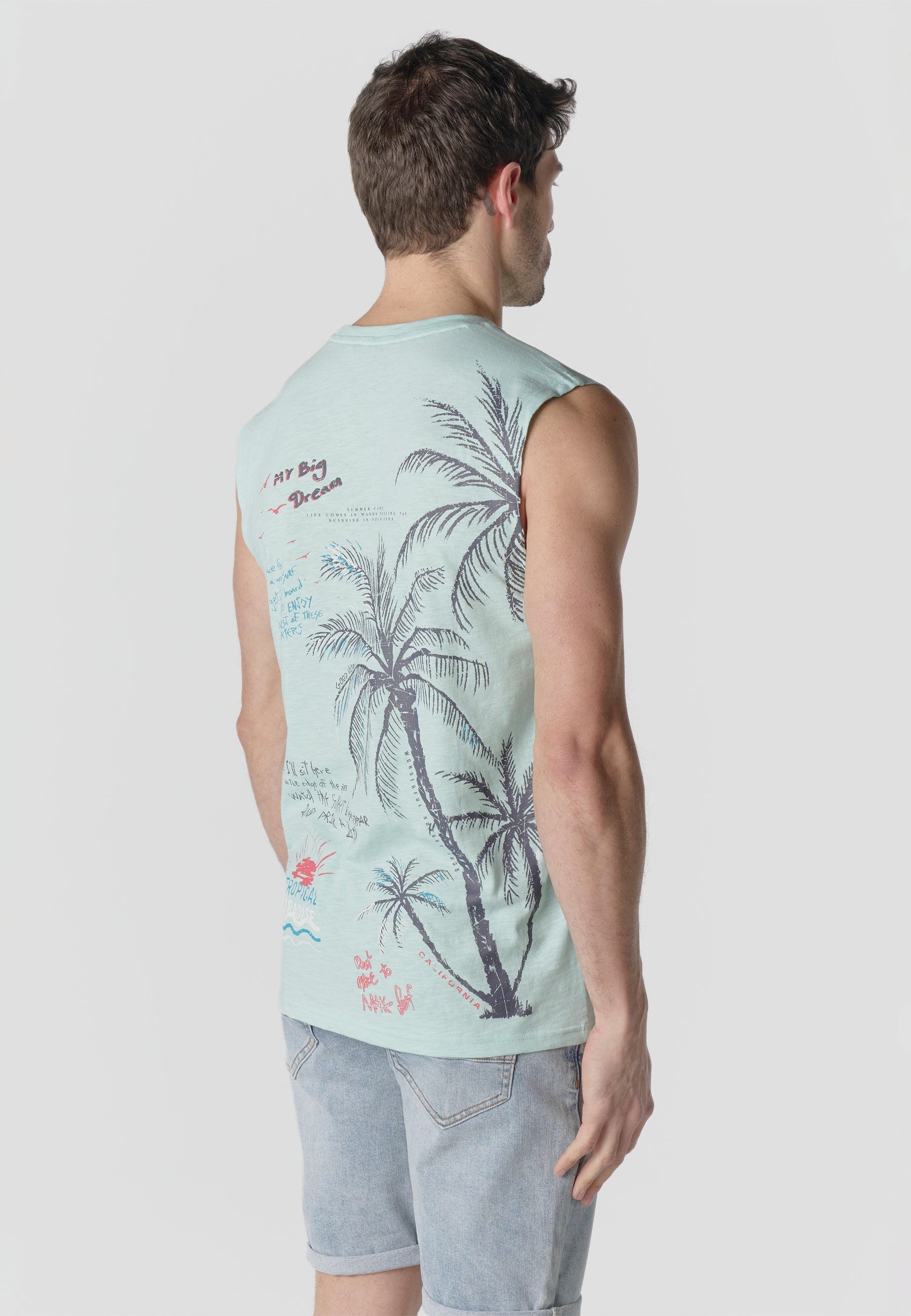 Camiseta Sin Mangas Estampado Californiano Hombre | KOROSHI