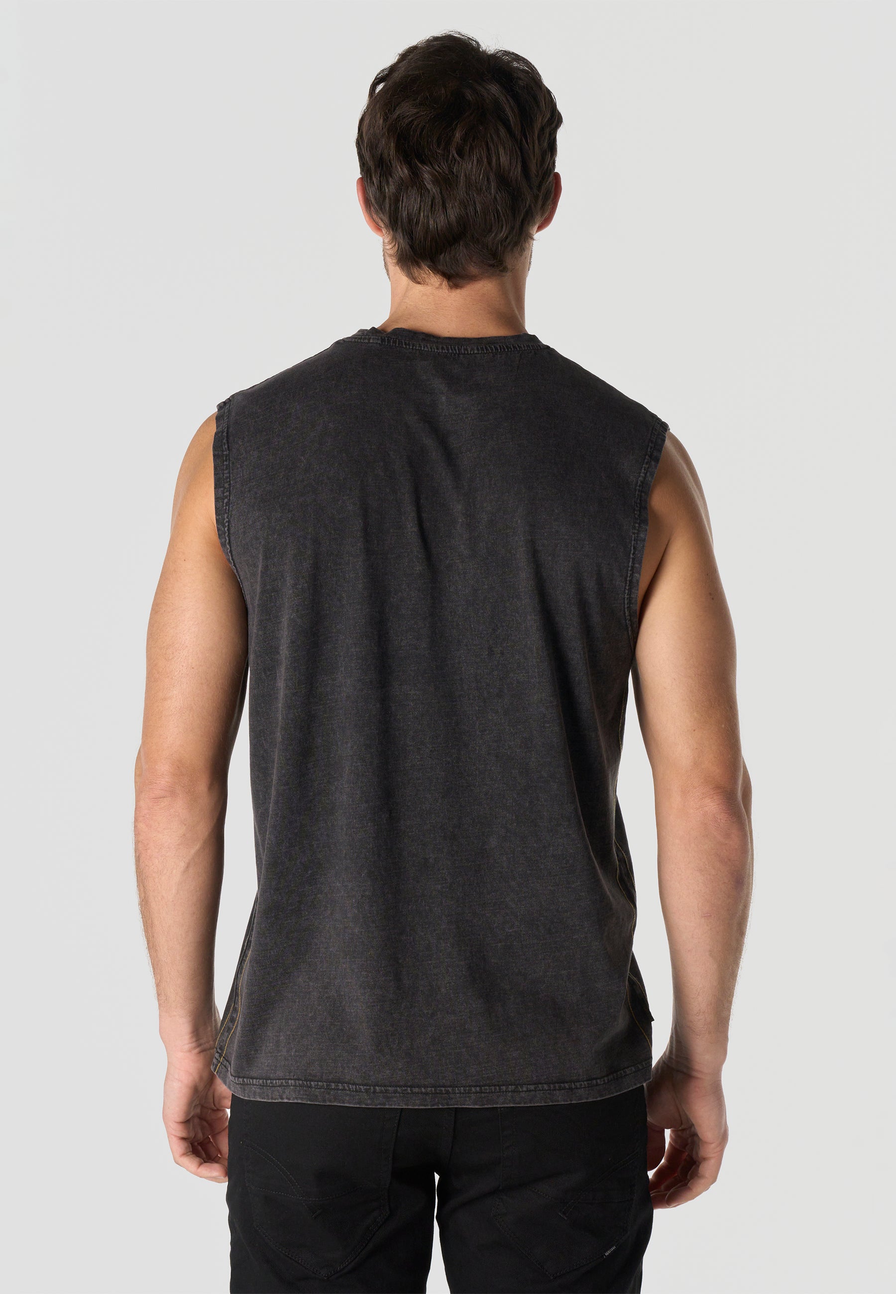 Camiseta Sin Mangas Estampada Negra Hombre | KOROSHI