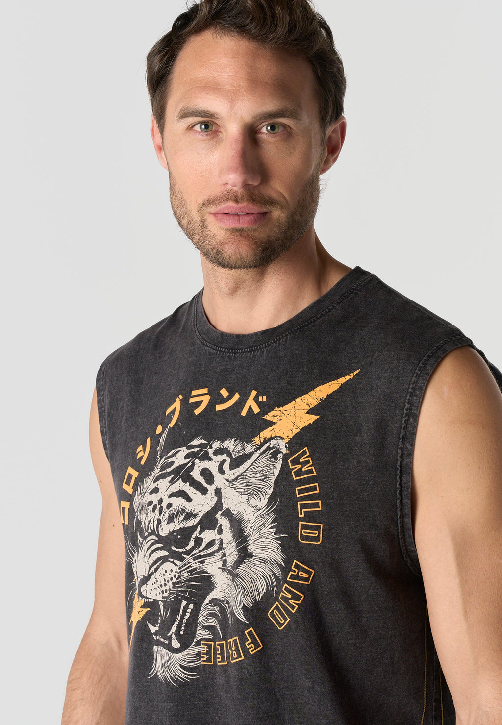 Camiseta Sin Mangas Estampada Negra Hombre | KOROSHI