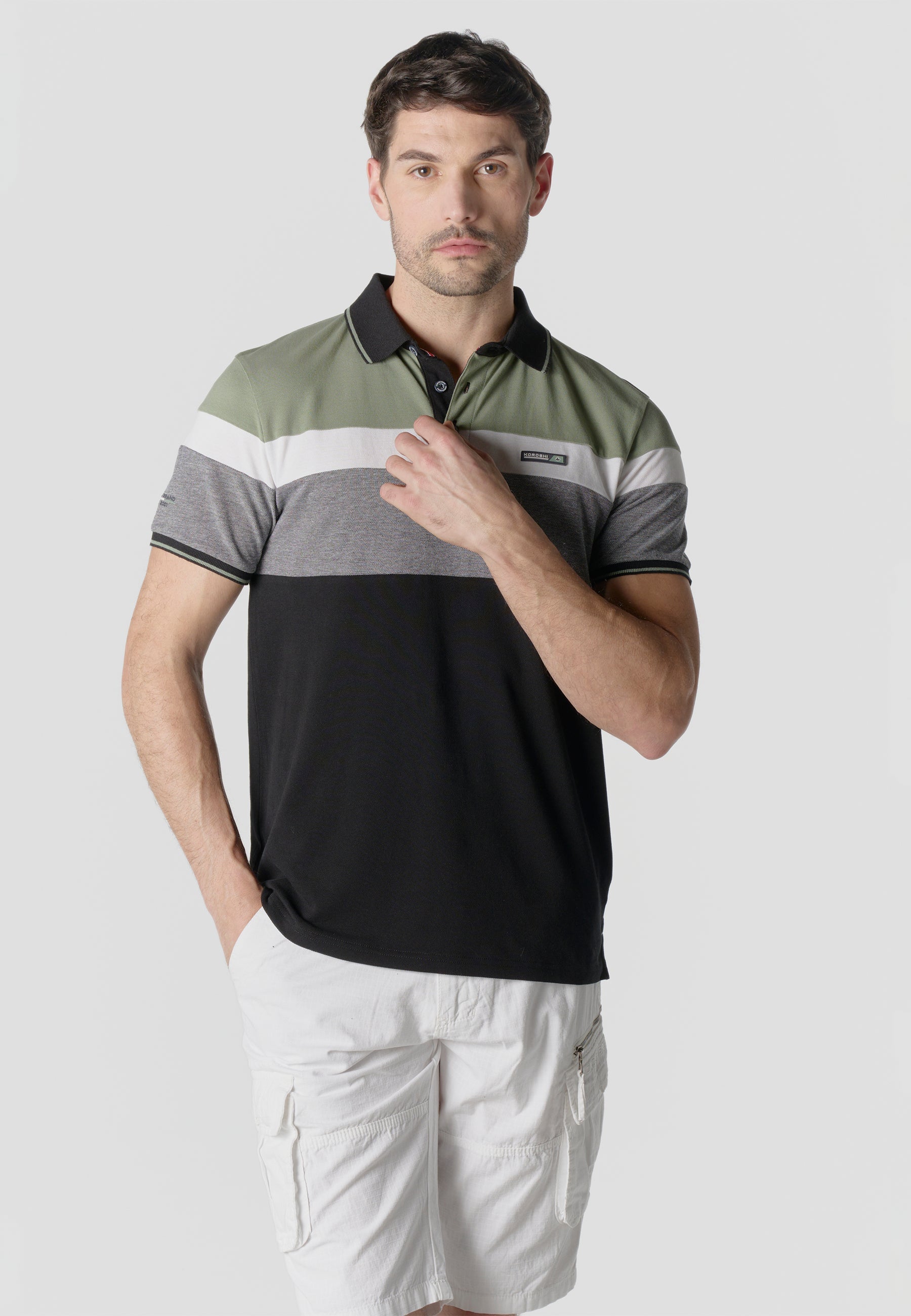 Polo Hombre Manga Corta Piqué Rayas Náutico – Koroshi 2611PC14