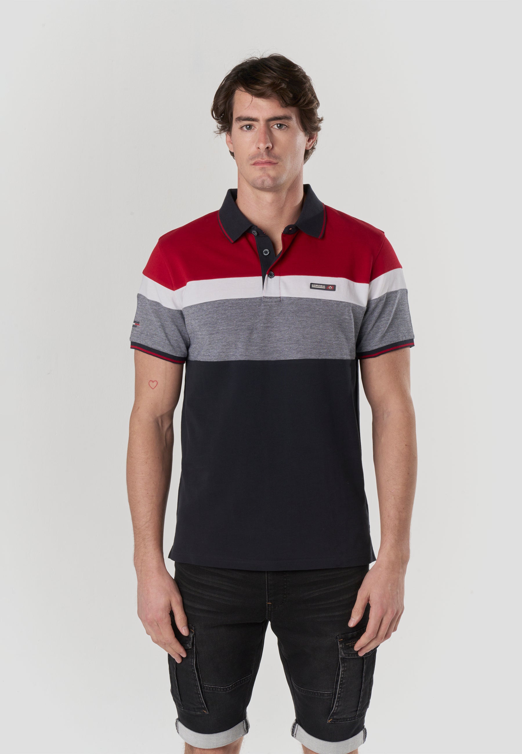 Polo Hombre Manga Corta Piqué Rayas Náutico – Koroshi 2611PC14
