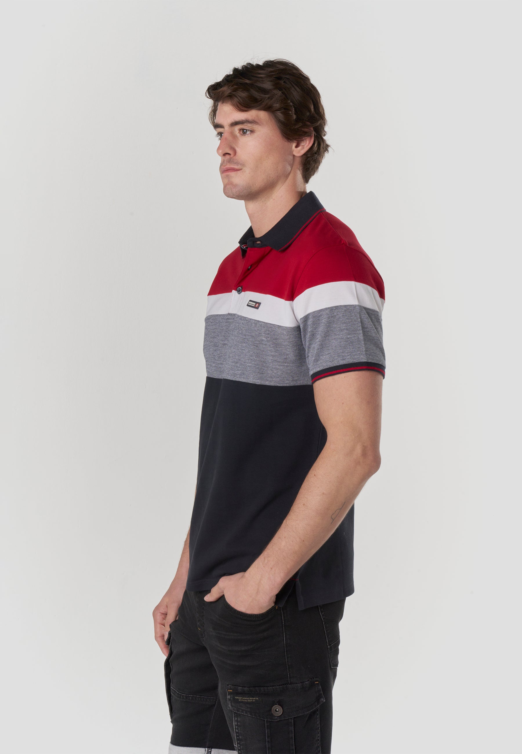 Polo Hombre Manga Corta Piqué Rayas Náutico – Koroshi 2611PC14