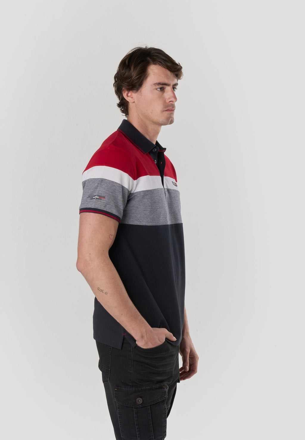 Polo Hombre Manga Corta Piqué Rayas Náutico – Koroshi 2611PC14