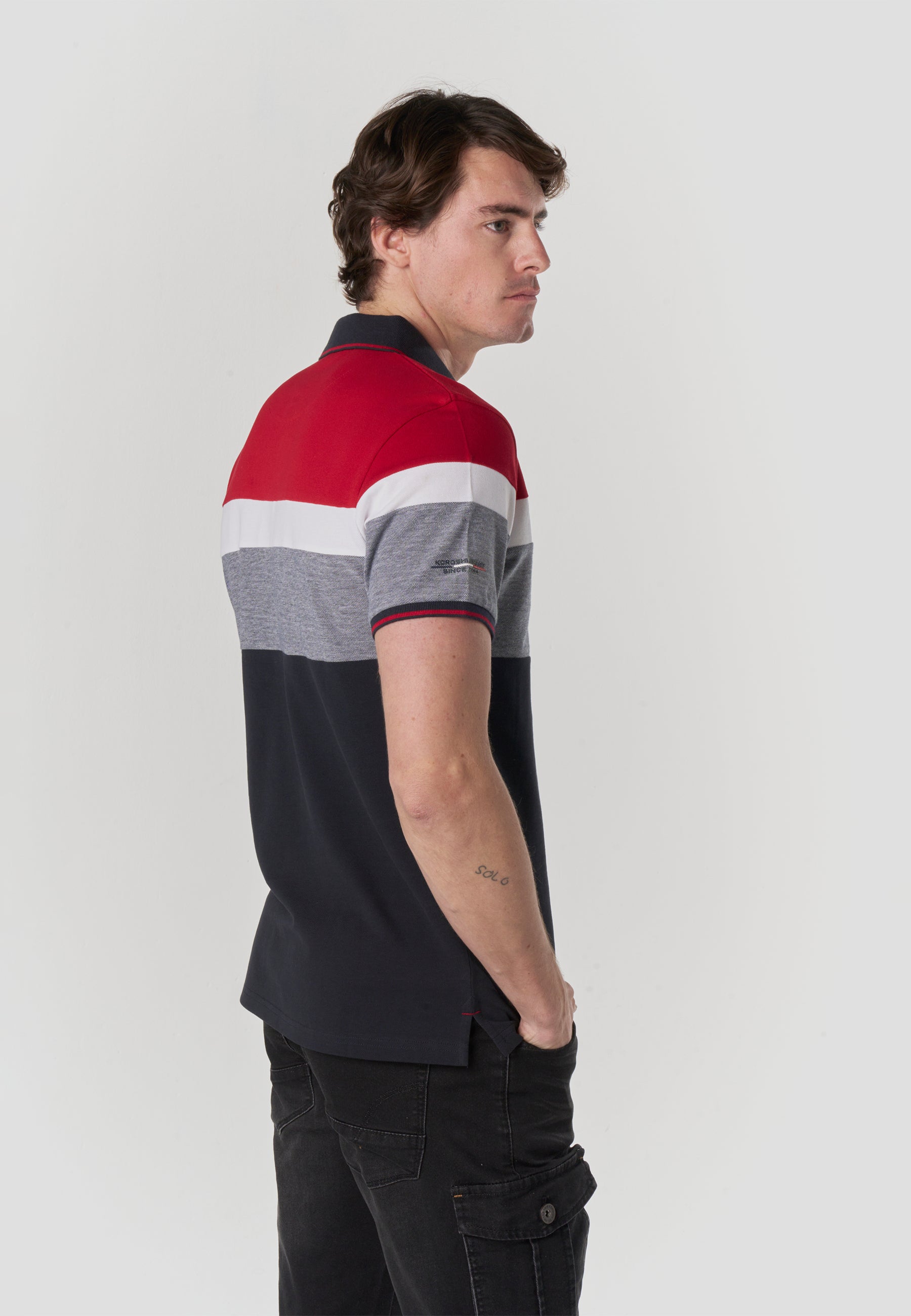 Polo Hombre Manga Corta Piqué Rayas Náutico – Koroshi 2611PC14